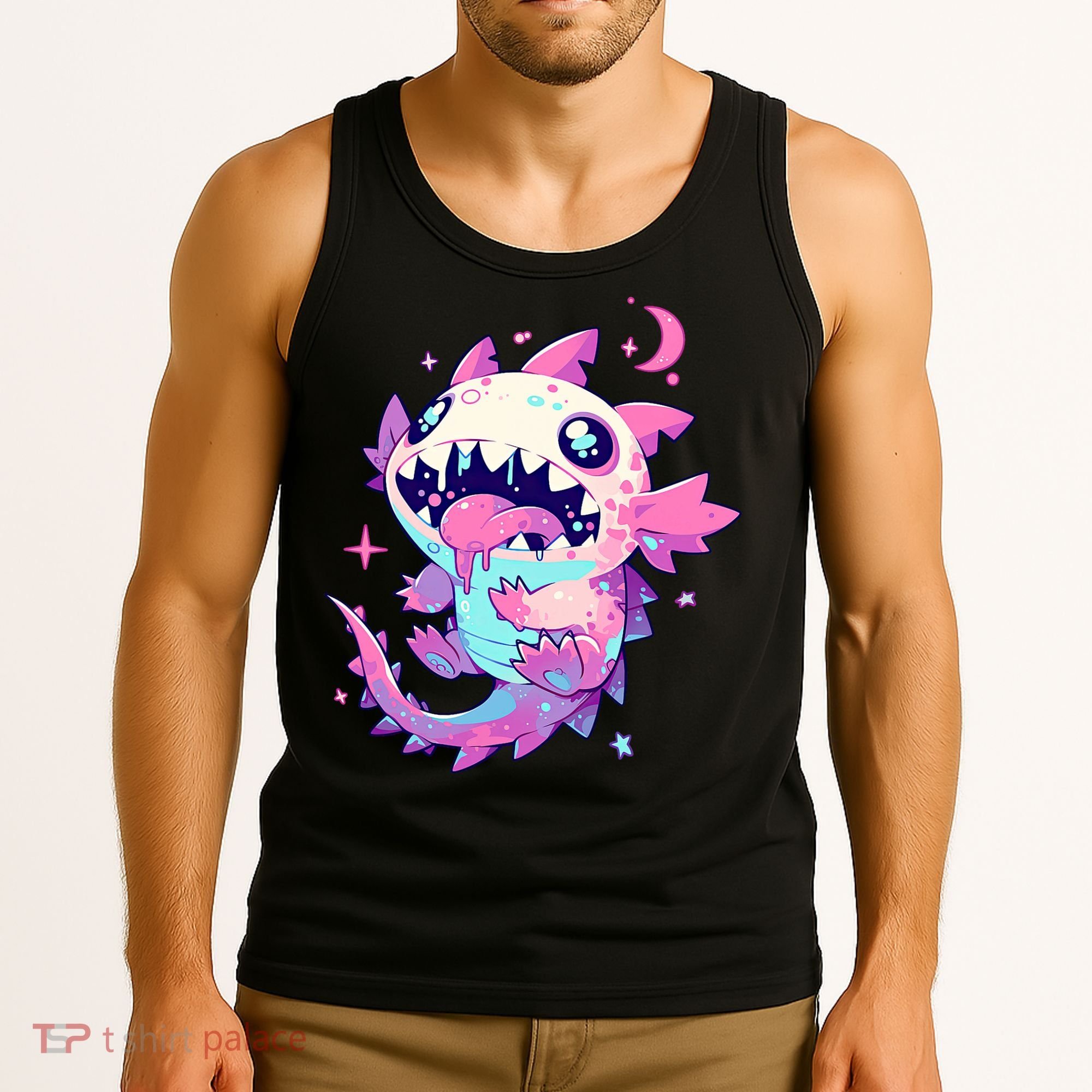 Kawaii Pastel Goth Creepy Cute Pi.nk Zombie Axolotl  Tank Top