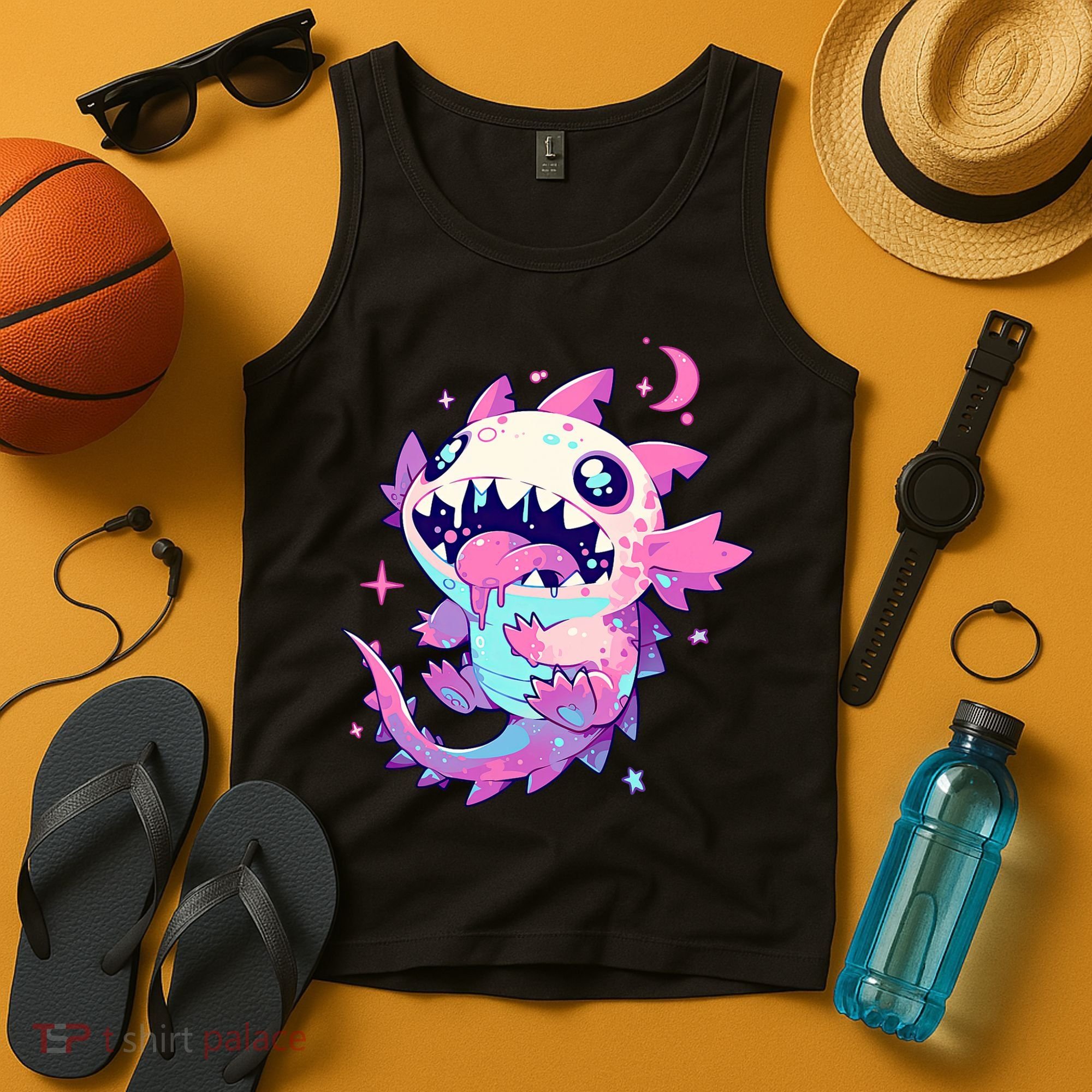 Kawaii Pastel Goth Creepy Cute Pi.nk Zombie Axolotl  Tank Top