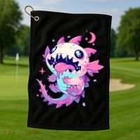 Kawaii Pastel Goth Creepy Cute Pi.nk Zombie Axolotl  Golf Towel thumb 1