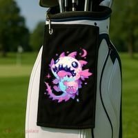 Kawaii Pastel Goth Creepy Cute Pi.nk Zombie Axolotl  Golf Towel thumb 2