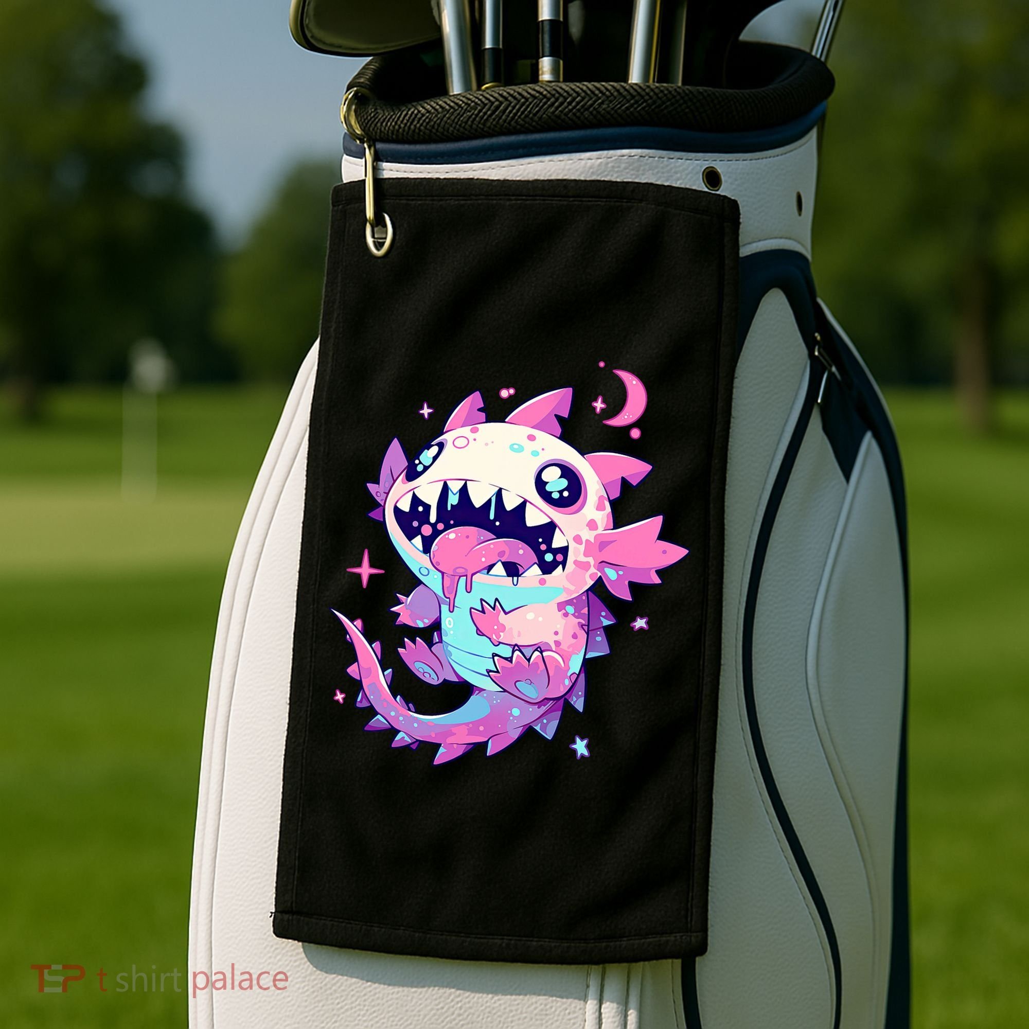 Kawaii Pastel Goth Creepy Cute Pi.nk Zombie Axolotl  Golf Towel