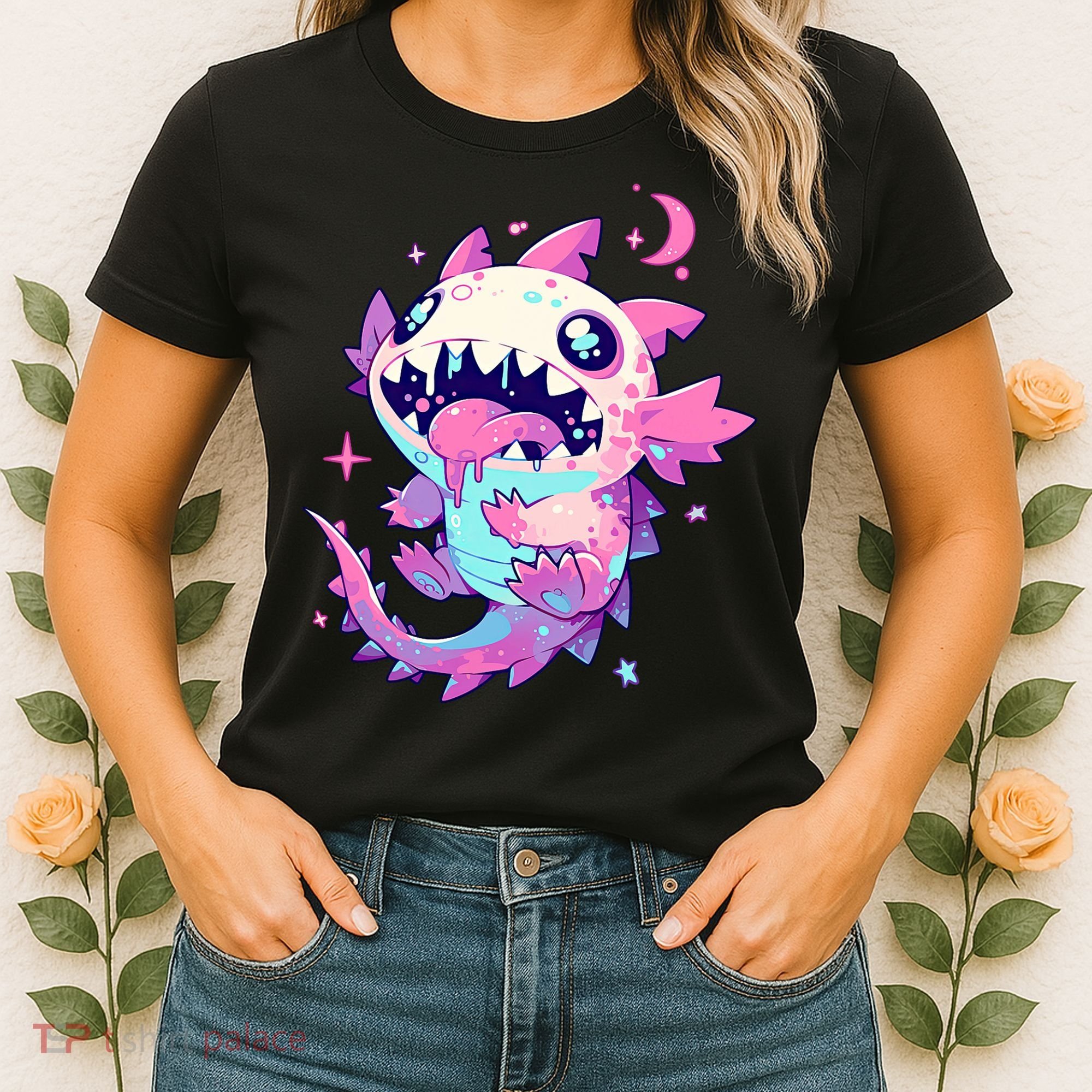 Kawaii Pastel Goth Creepy Cute Pi.nk Zombie Axolotl  Women's T-Shirt