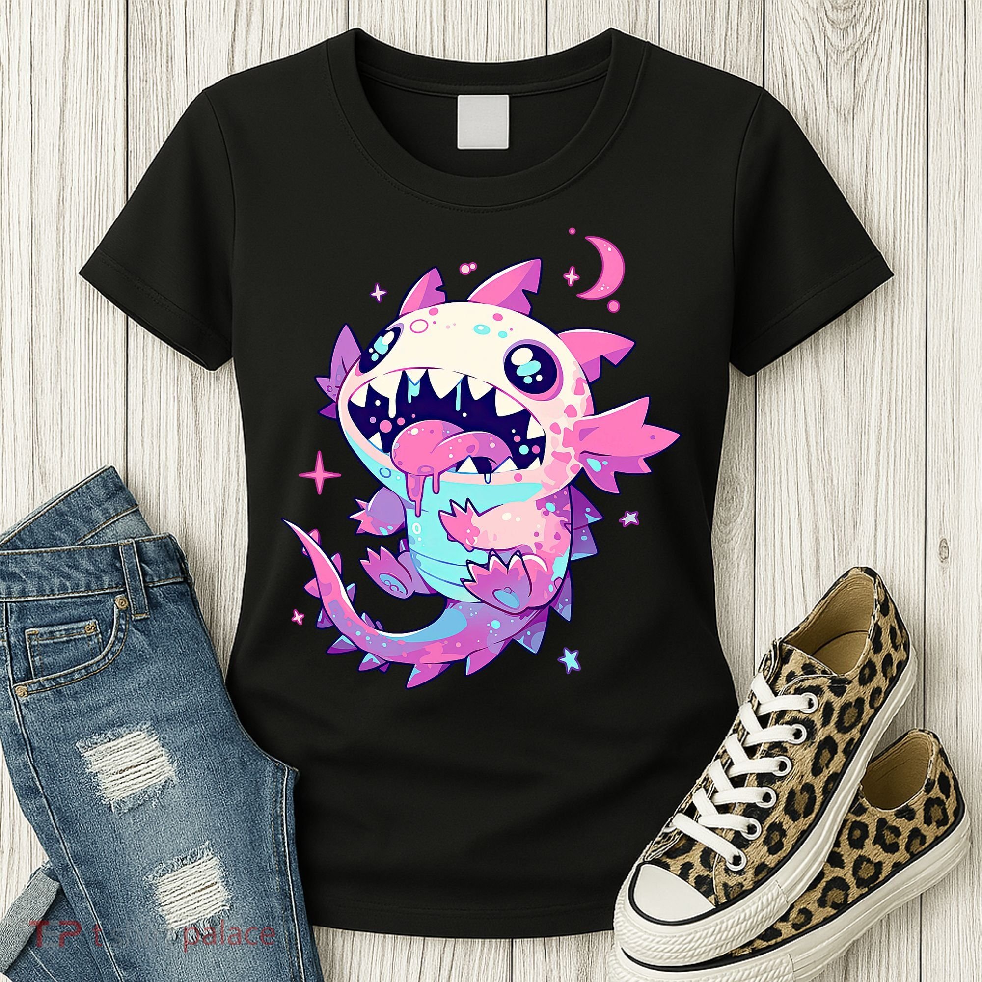 Kawaii Pastel Goth Creepy Cute Pi.nk Zombie Axolotl  Women's T-Shirt