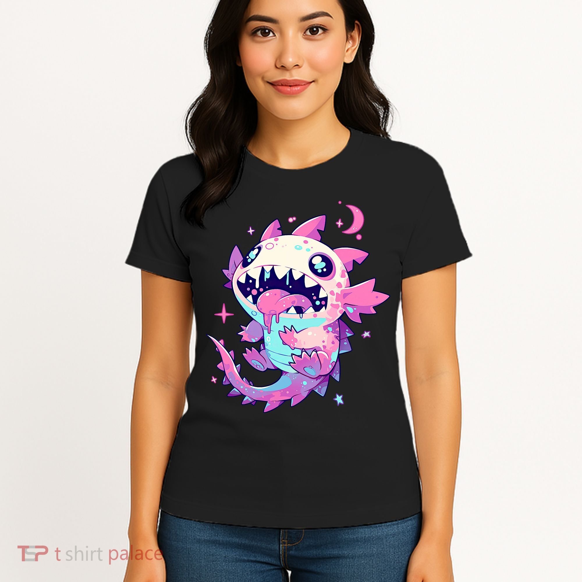 Kawaii Pastel Goth Creepy Cute Pi.nk Zombie Axolotl  Women's T-Shirt
