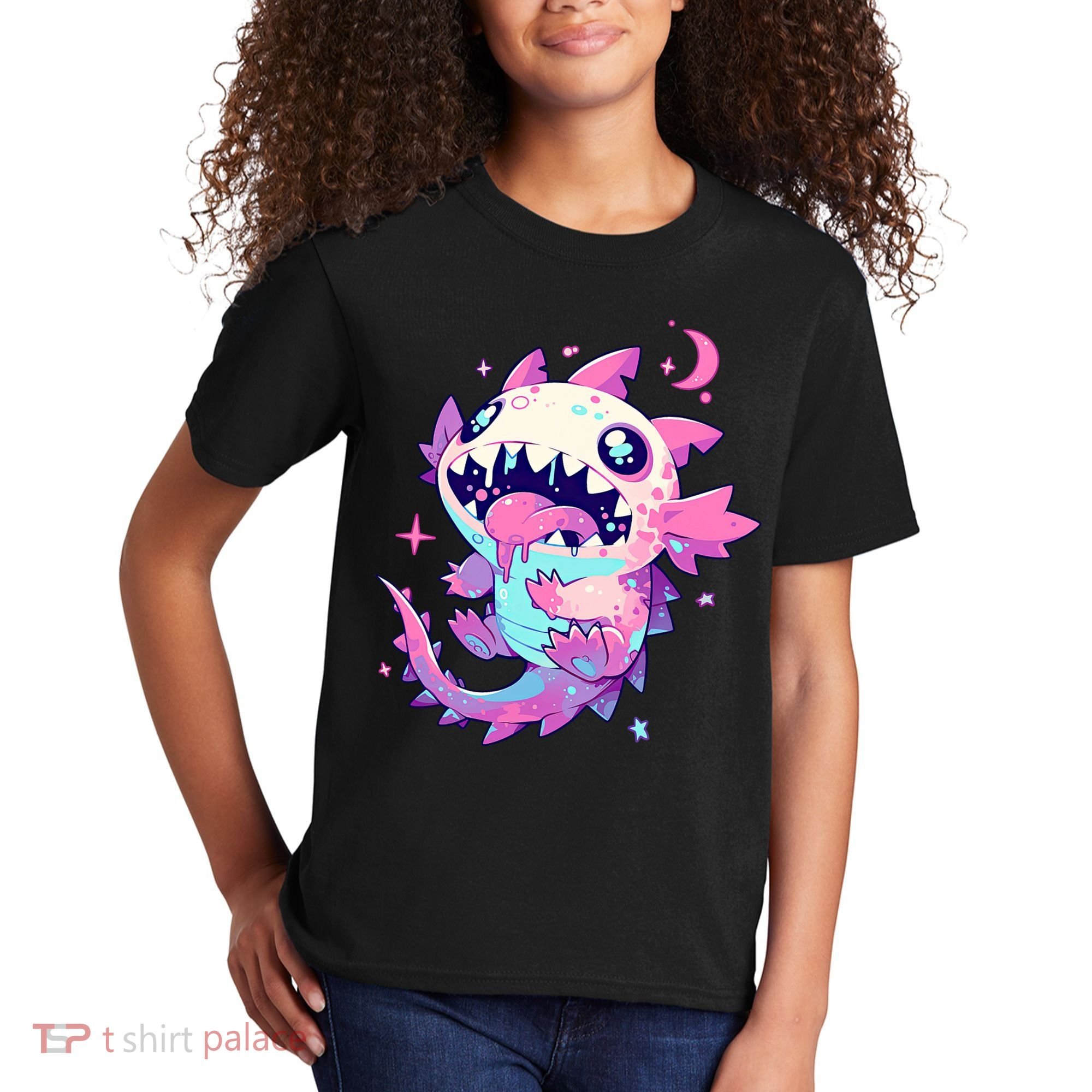 Kawaii Pastel Goth Creepy Cute Pi.nk Zombie Axolotl  Kids T-Shirt
