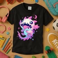 Kawaii Pastel Goth Creepy Cute Pi.nk Zombie Axolotl  Kids T-Shirt thumb 3