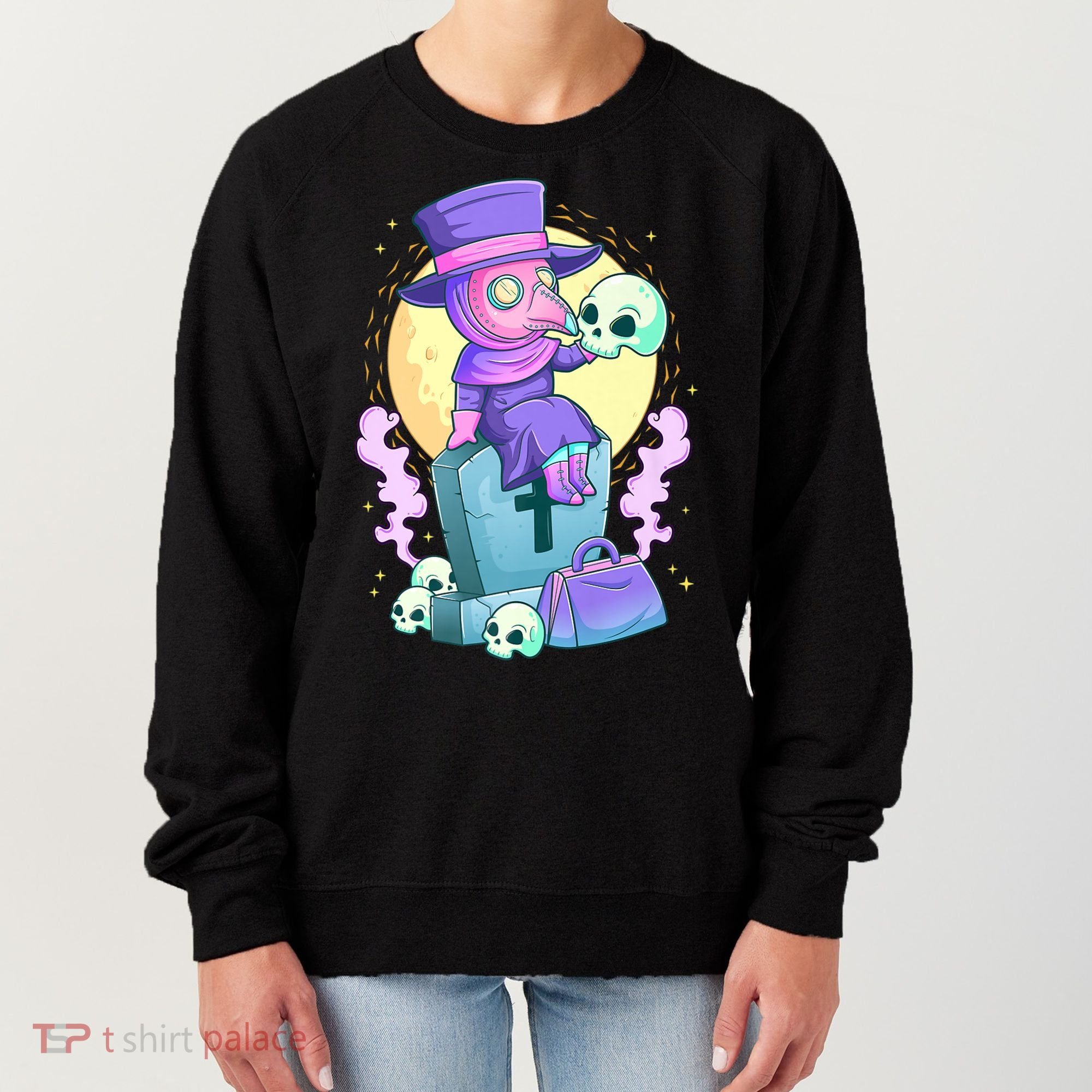 Kawaii Pastel Goth Cute Creepy Plague Doctor Skull Premium Women's Sweatshirt