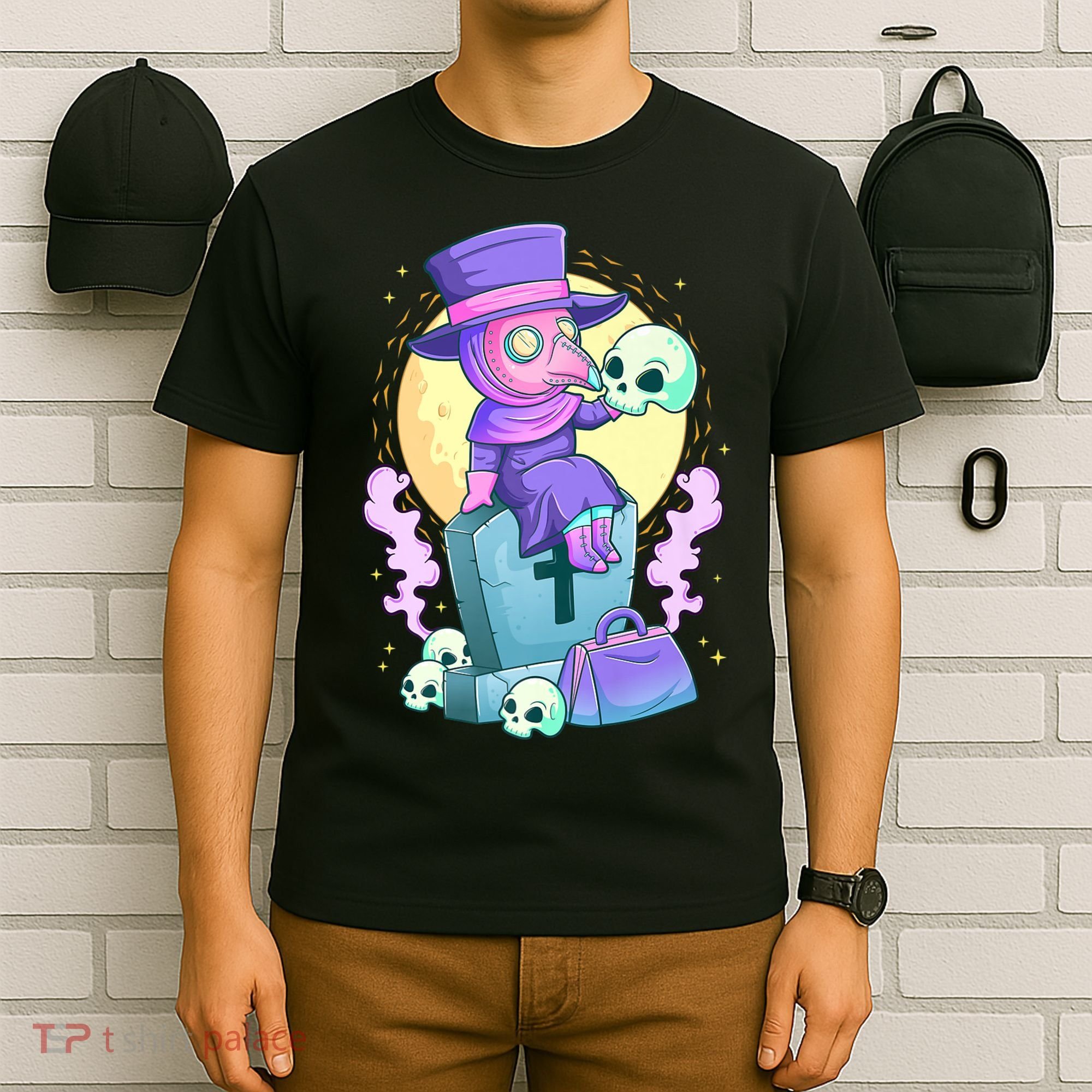 Kawaii Pastel Goth Cute Creepy Plague Doctor Skull Premium T-Shirt