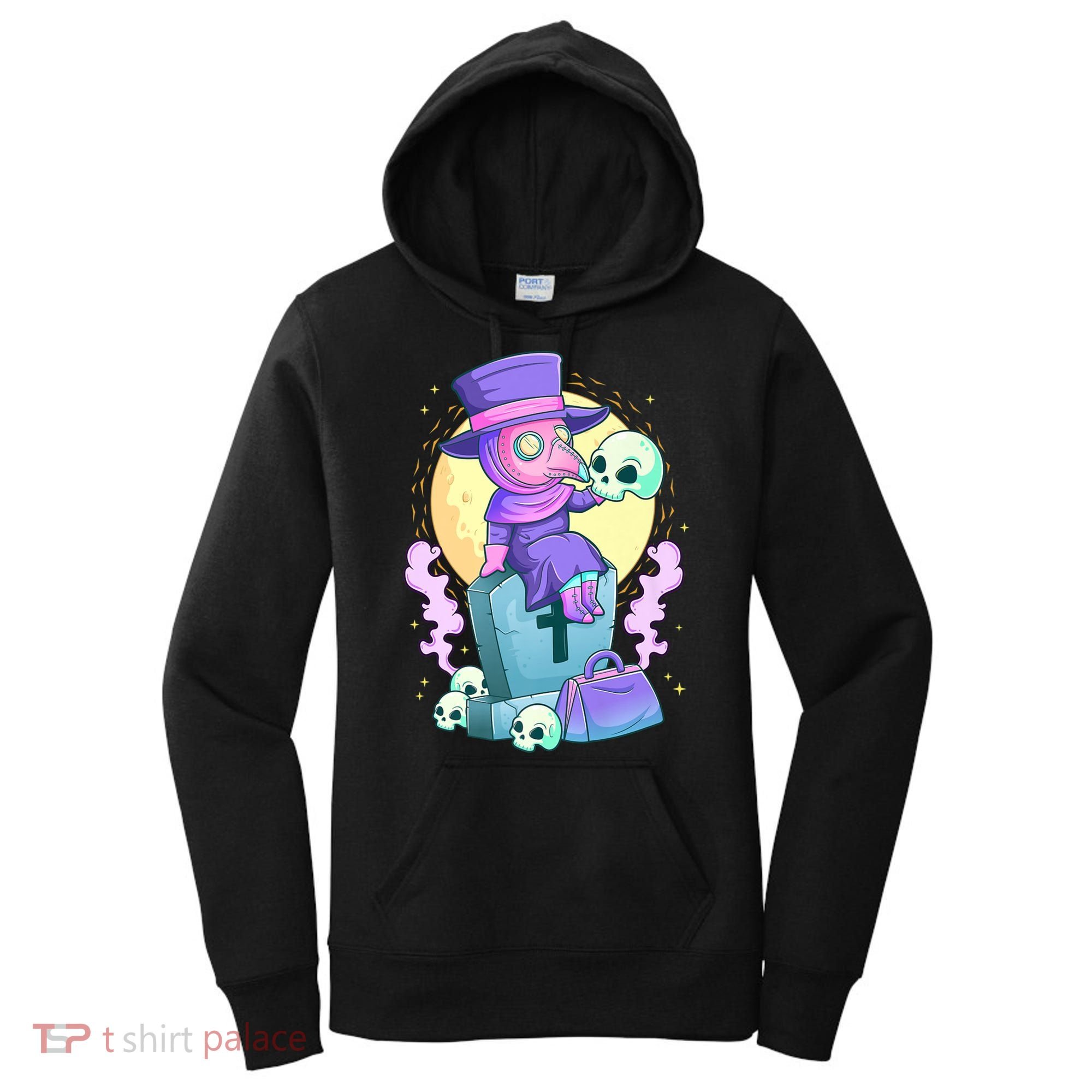 Kawaii Pastel Goth Cute Creepy Plague Doctor Skull Premium Women's Hoodie