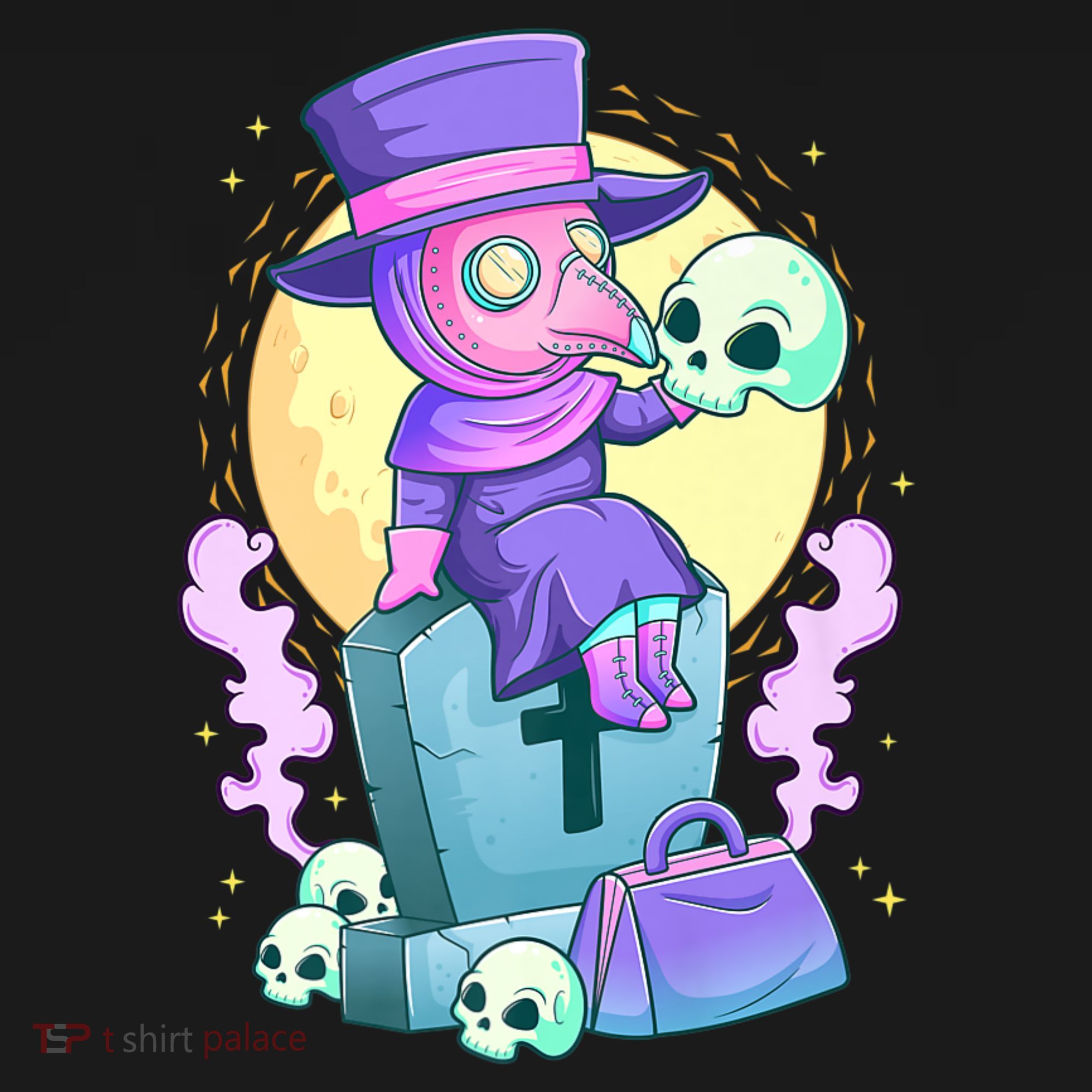 Kawaii Pastel Goth Cute Creepy Plague Doctor Skull Premium Mousepad