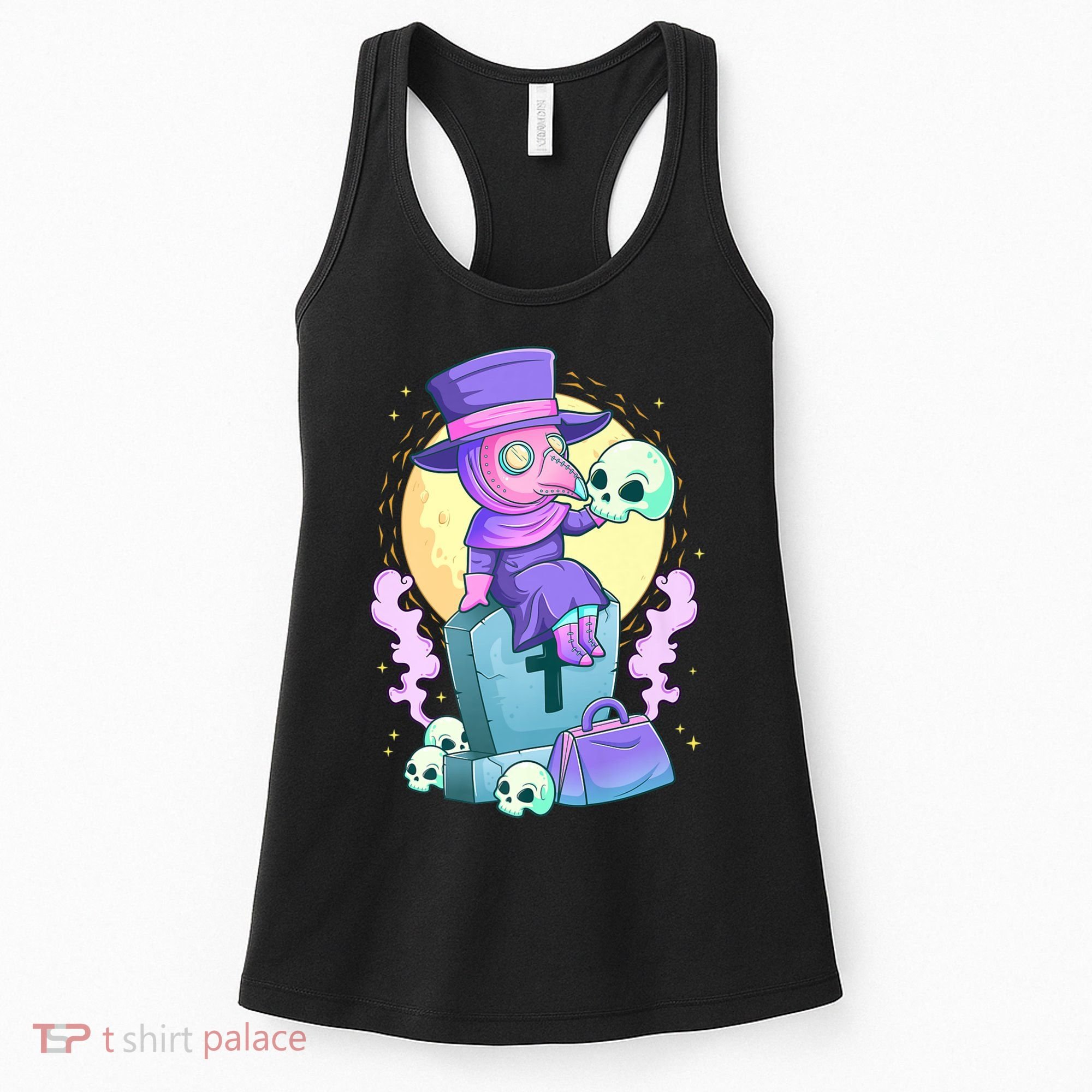Kawaii Pastel Goth Cute Creepy Plague Doctor Skull Premium Women's Tank Top