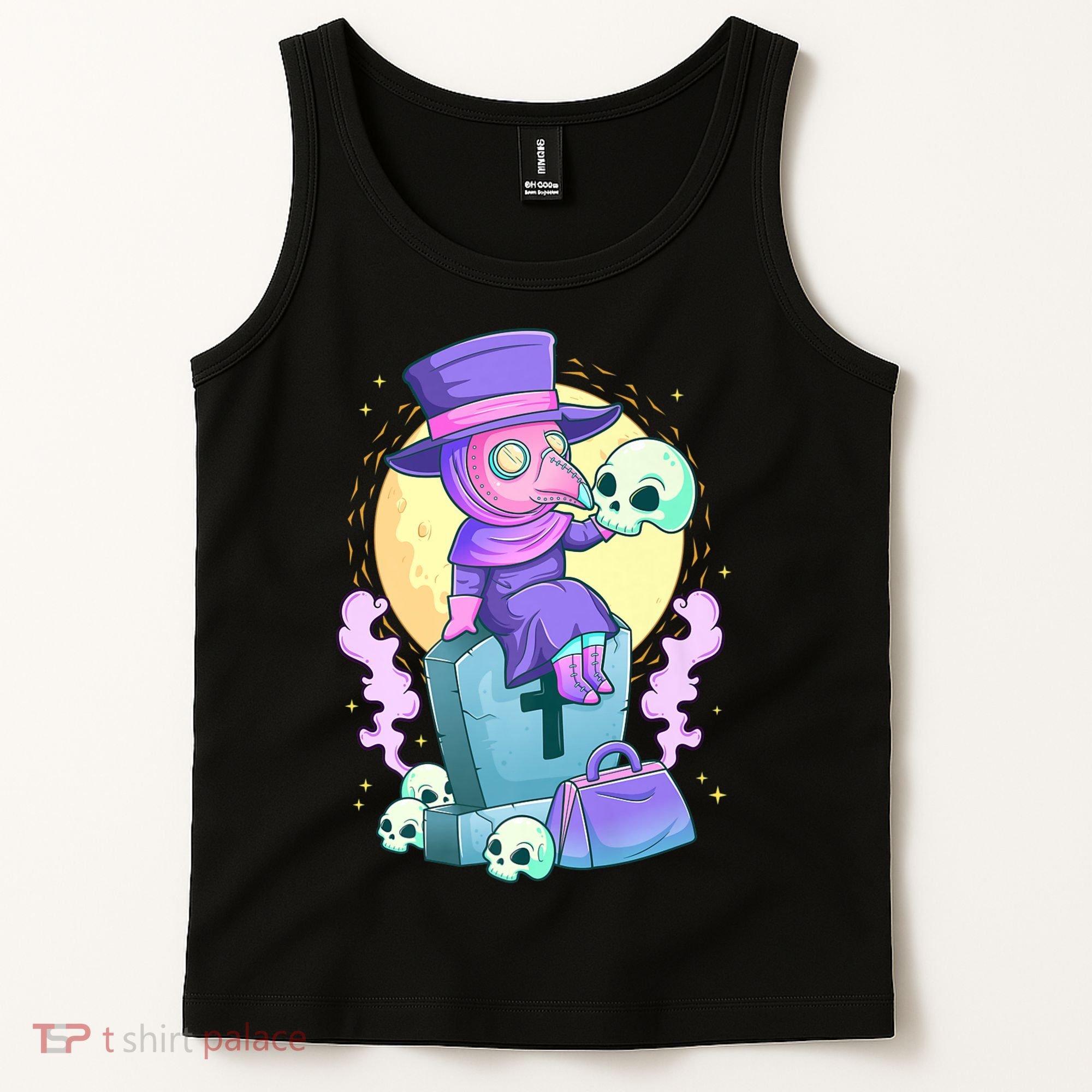 Kawaii Pastel Goth Cute Creepy Plague Doctor Skull Premium Tank Top