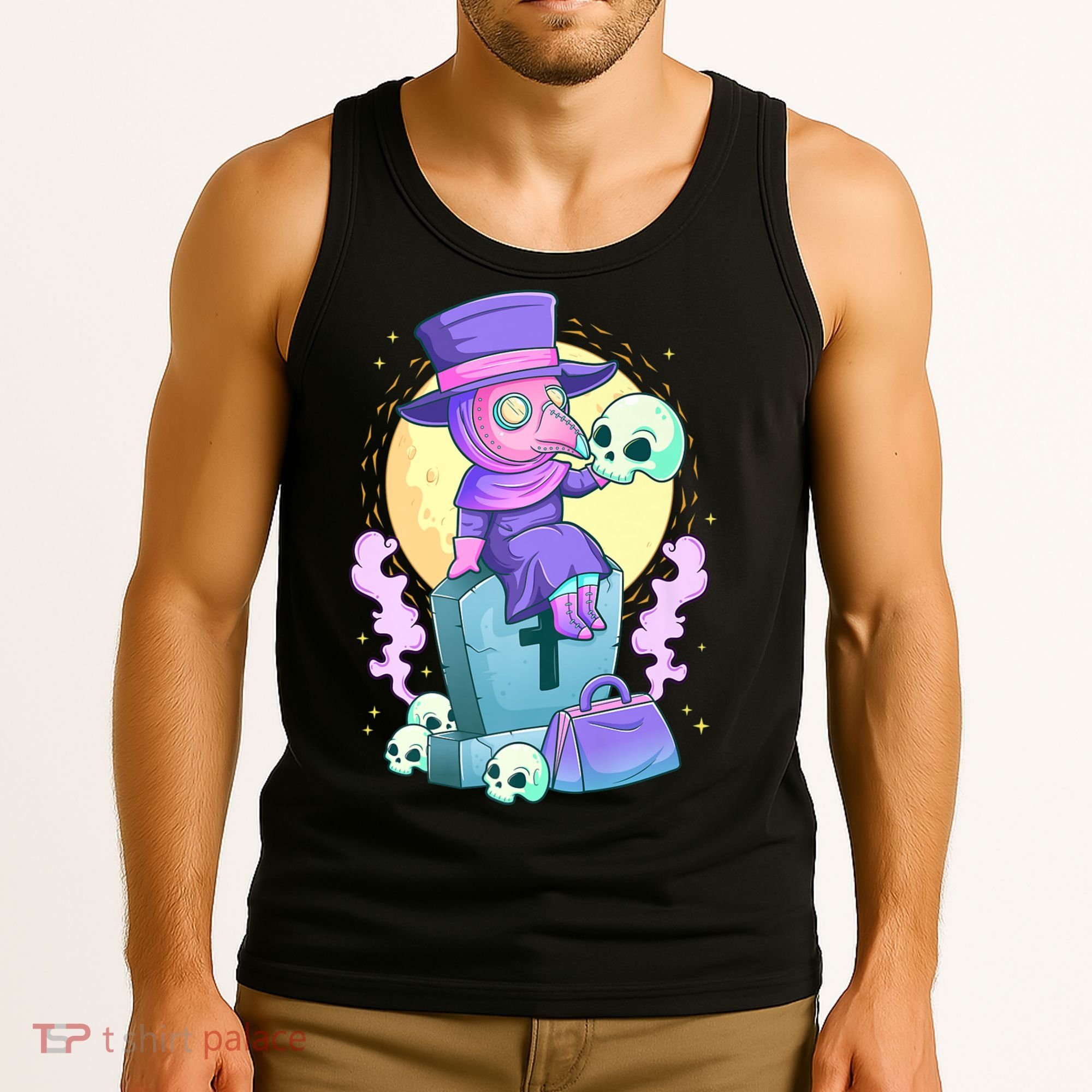 Kawaii Pastel Goth Cute Creepy Plague Doctor Skull Premium Tank Top