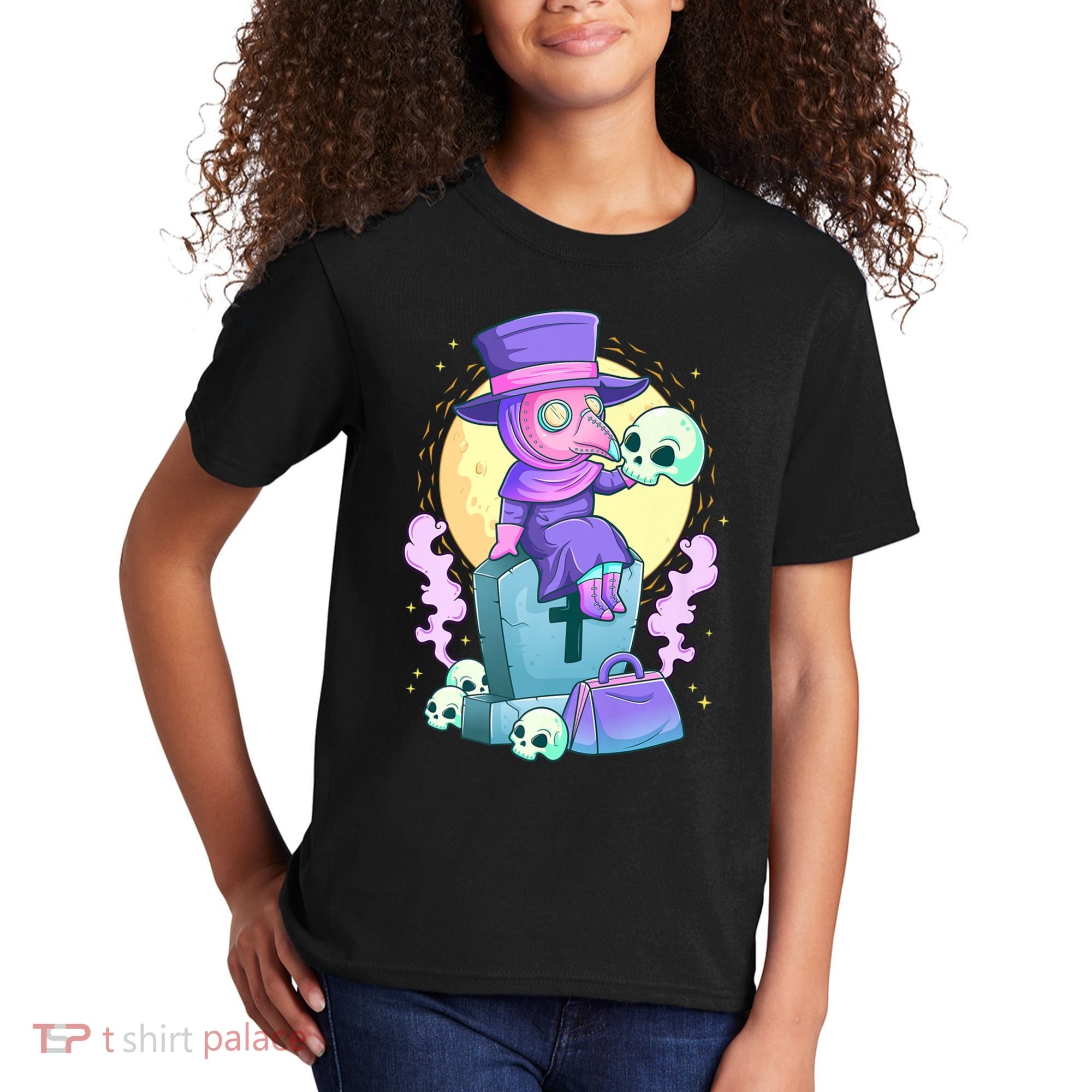 Kawaii Pastel Goth Cute Creepy Plague Doctor Skull Premium Kids T-Shirt