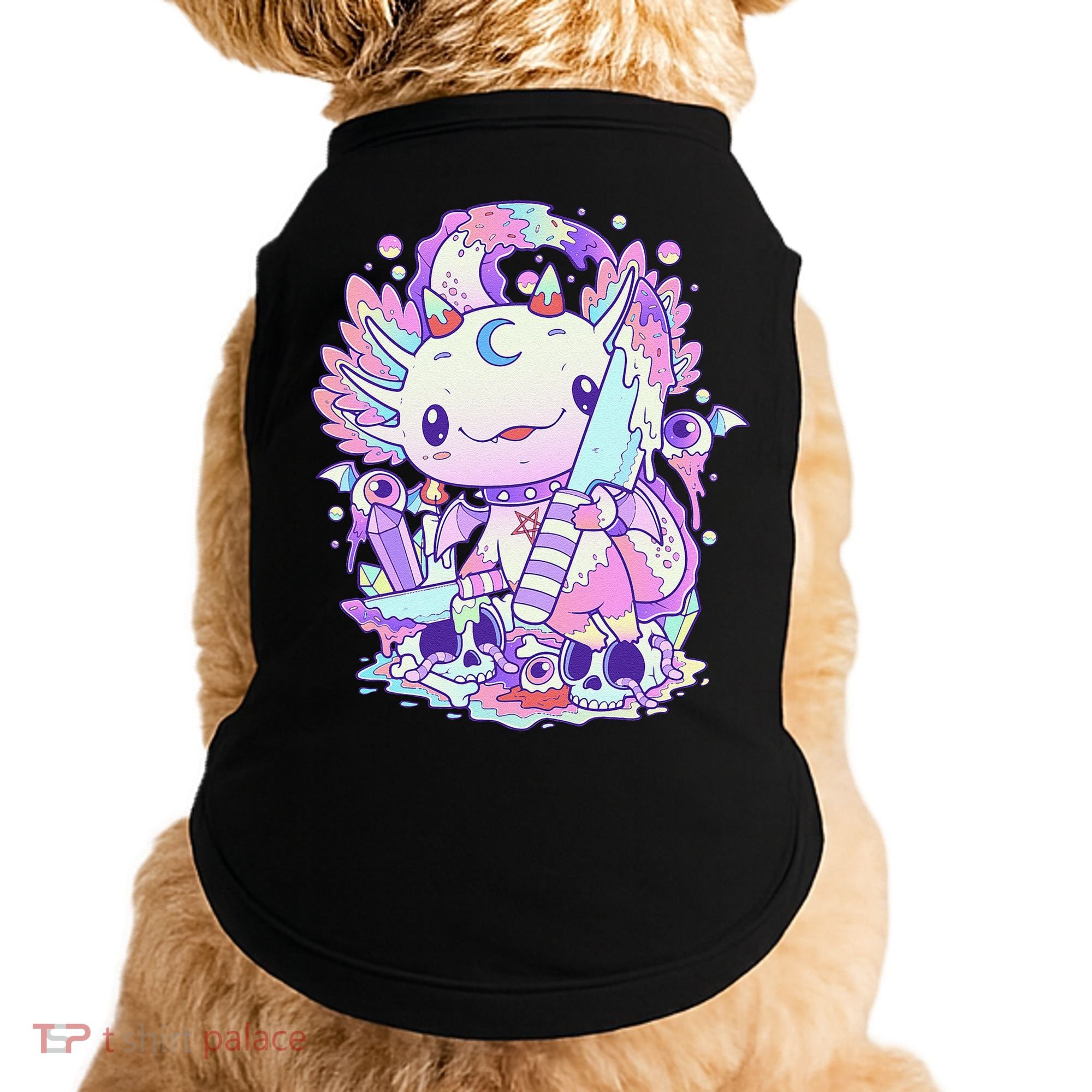 Kawaii Pastel Goth Cute and Creepy Axolotl Knife  Doggie Tank