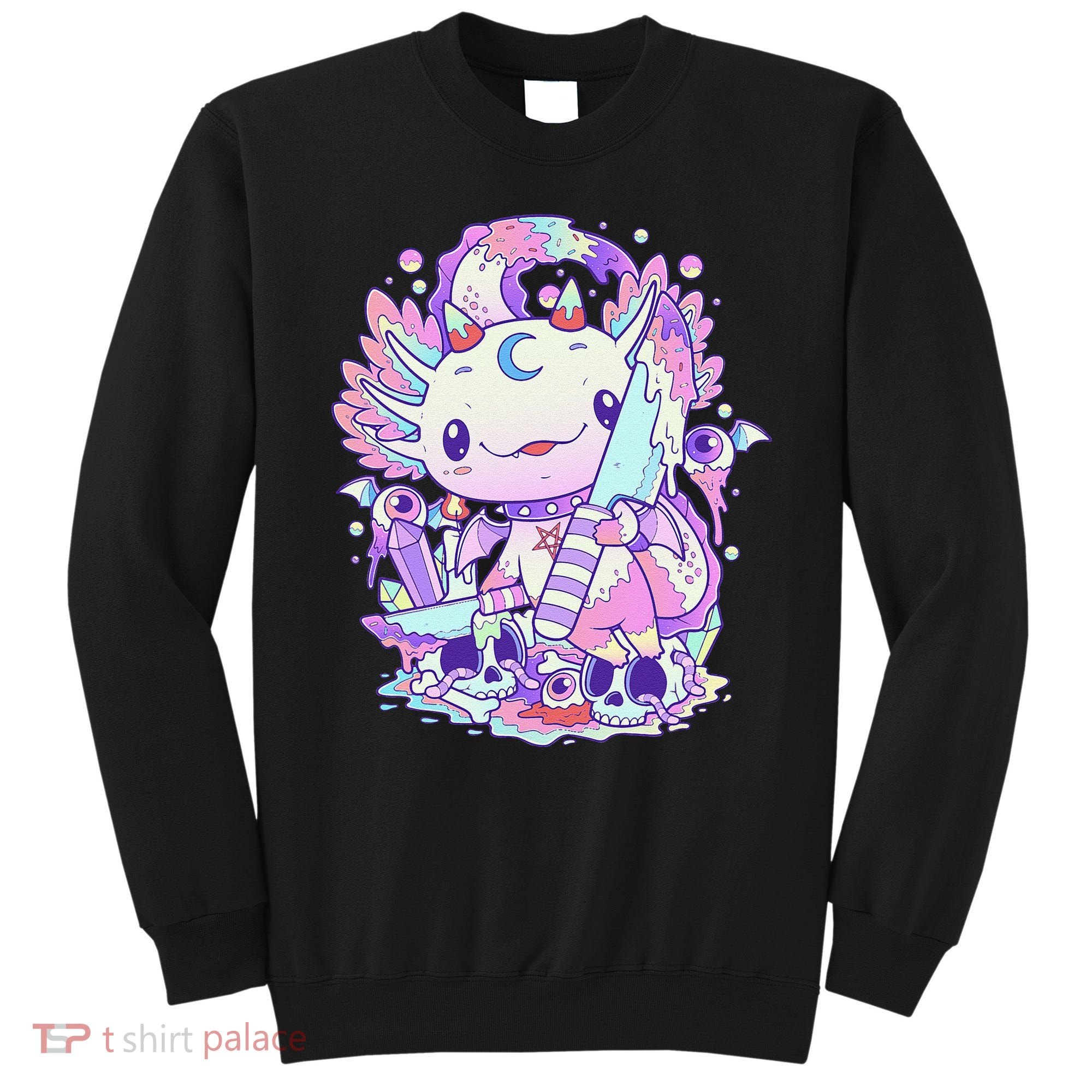 Kawaii Pastel Goth Cute and Creepy Axolotl Knife  Sweatshirt