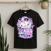 Kawaii Pastel Goth Cute and Creepy Axolotl Knife  T-Shirt thumb 2