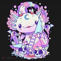 Kawaii Pastel Goth Cute and Creepy Axolotl Knife  Button thumb 1