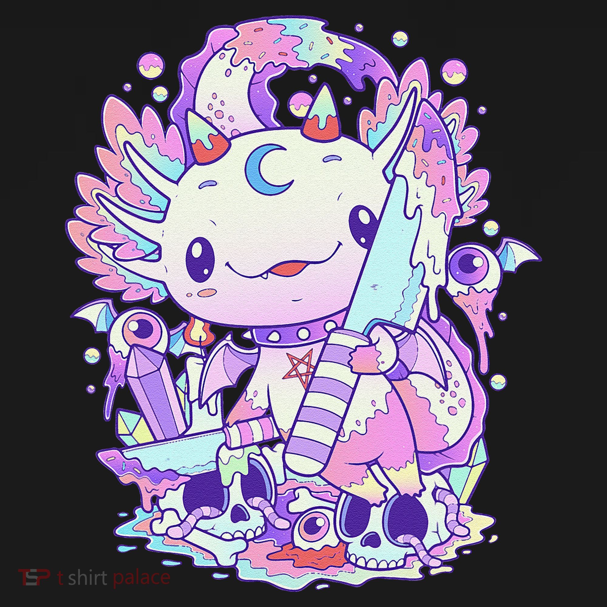 Kawaii Pastel Goth Cute and Creepy Axolotl Knife  Coaster