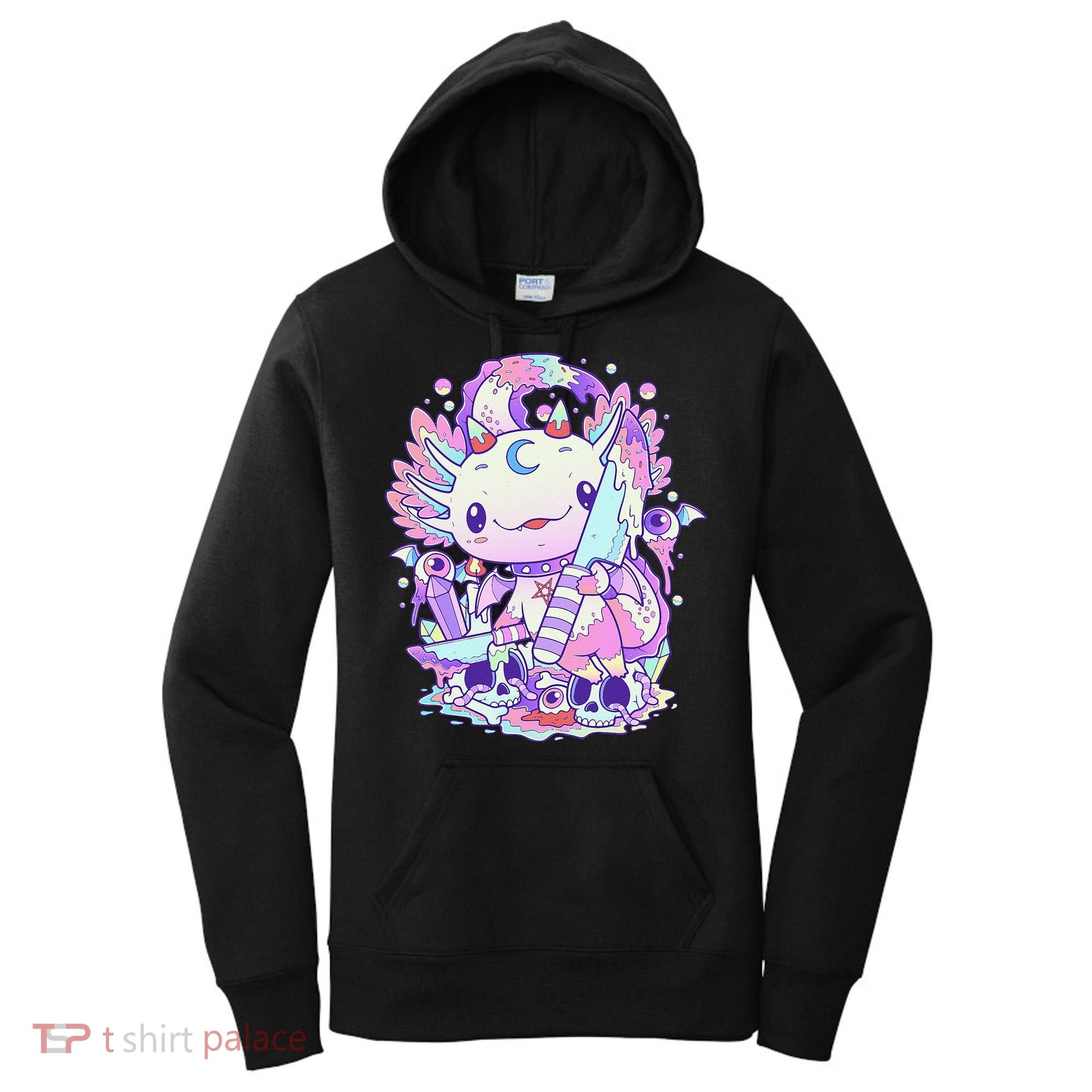 Kawaii Pastel Goth Cute and Creepy Axolotl Knife  Women's Hoodie