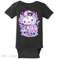 Kawaii Pastel Goth Cute and Creepy Axolotl Knife  Baby Bodysuit thumb 0