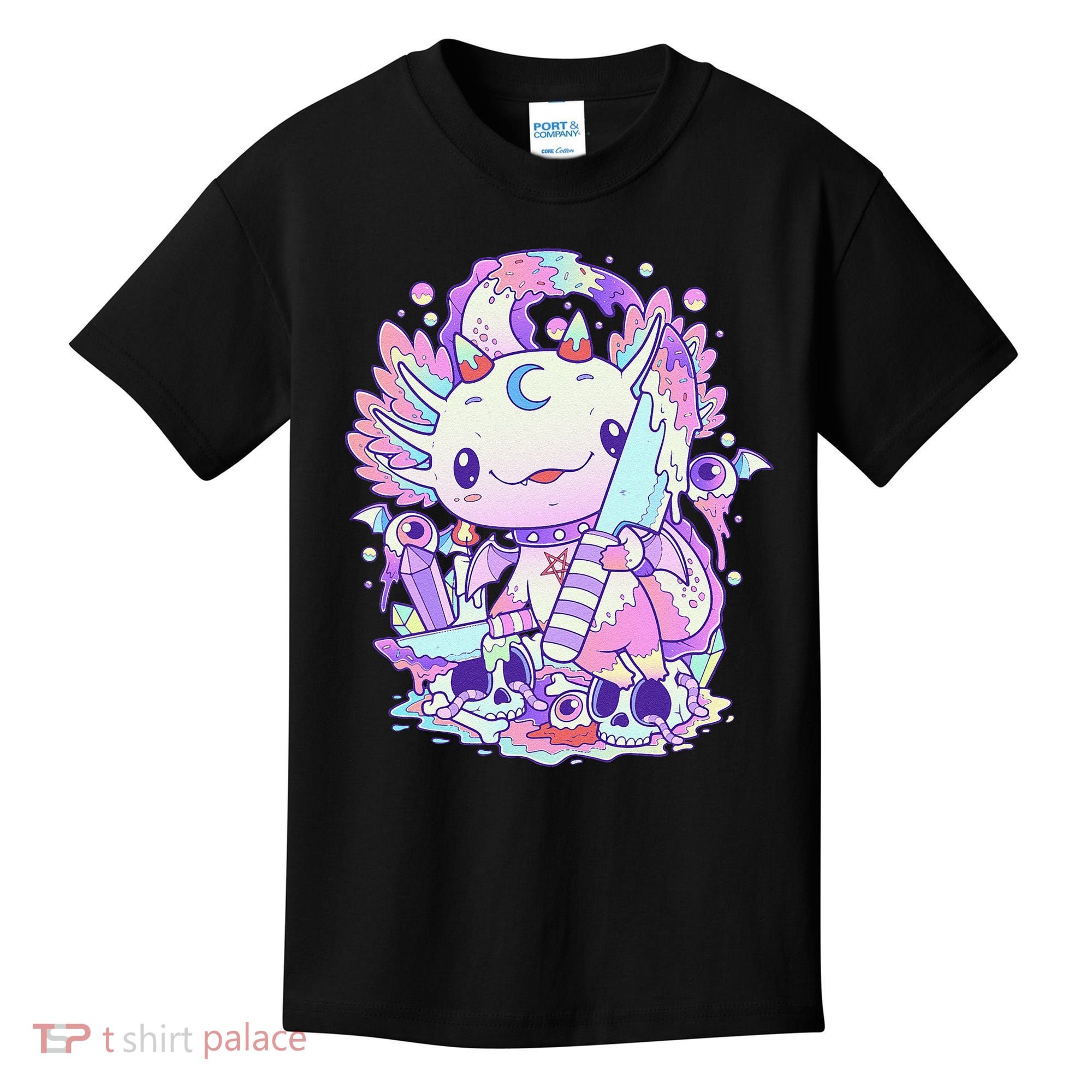 Kawaii Pastel Goth Cute and Creepy Axolotl Knife  Kids T-Shirt