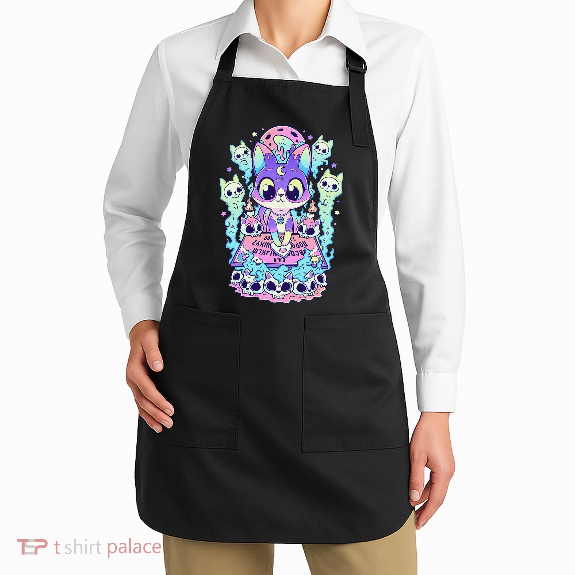 Kawaii Pastel Goth Cute and Creepy Occult Cat Ouija Board  Apron