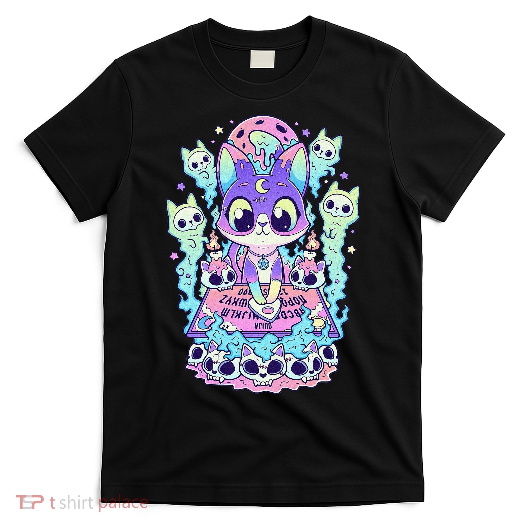 Kawaii Pastel Goth Cute and Creepy Occult Cat Ouija Board  T-Shirt