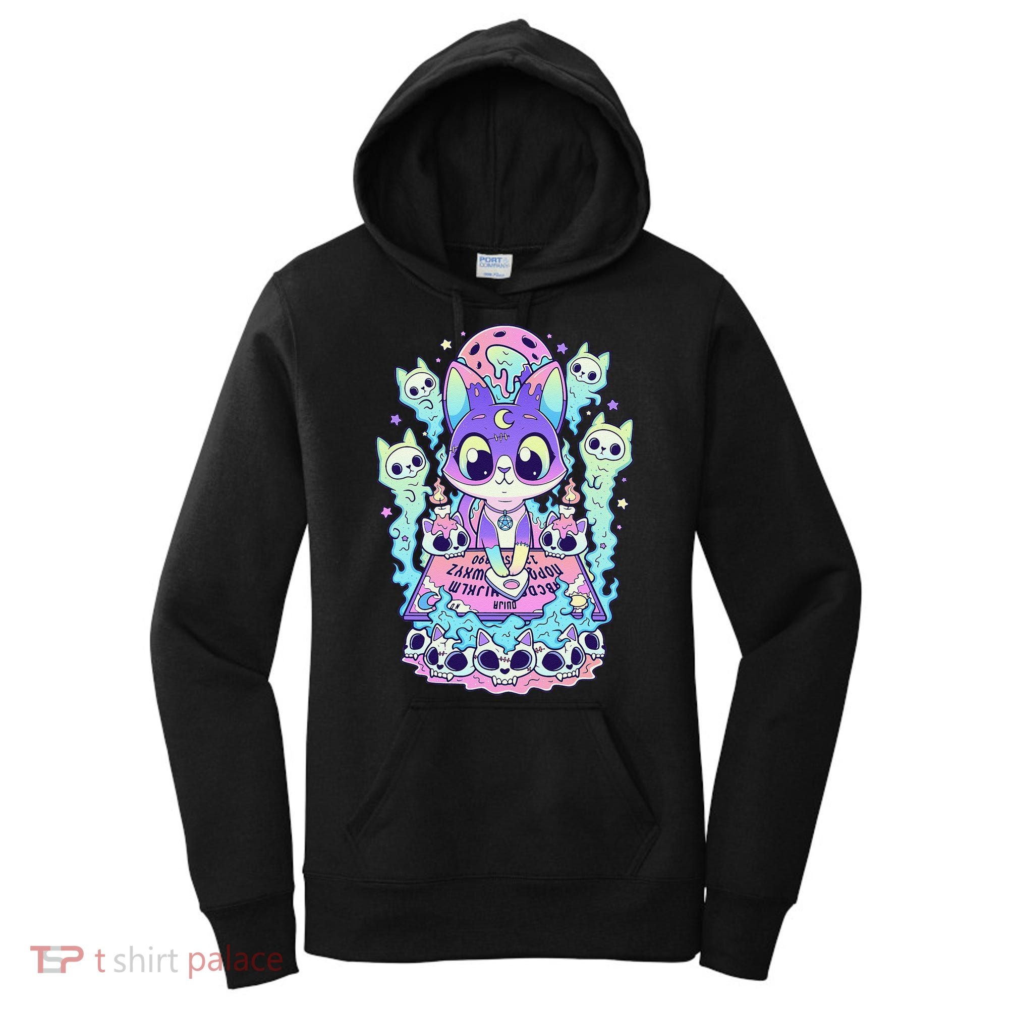Kawaii Pastel Goth Cute and Creepy Occult Cat Ouija Board  Women's Hoodie