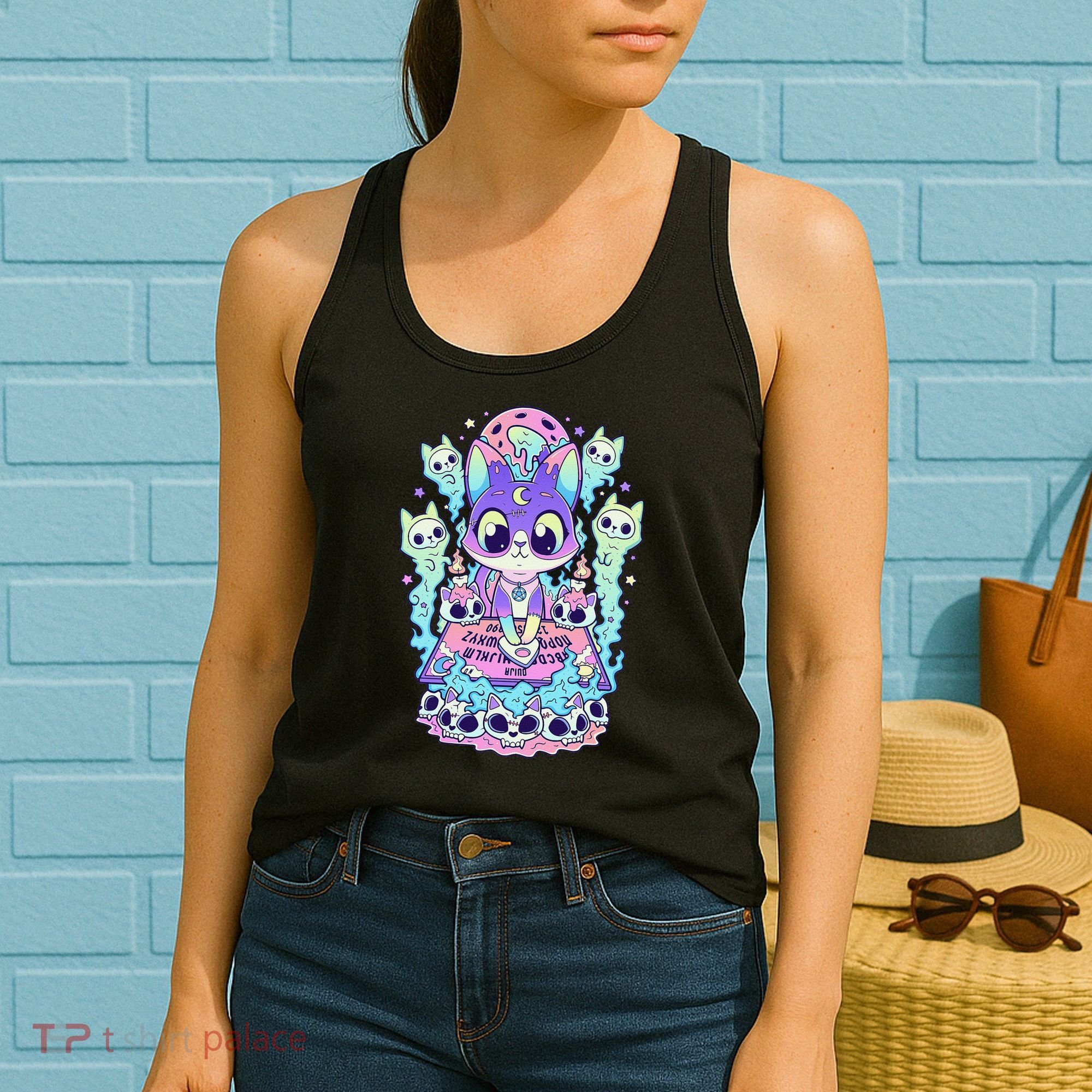 Kawaii Pastel Goth Cute and Creepy Occult Cat Ouija Board  Women's Tank Top