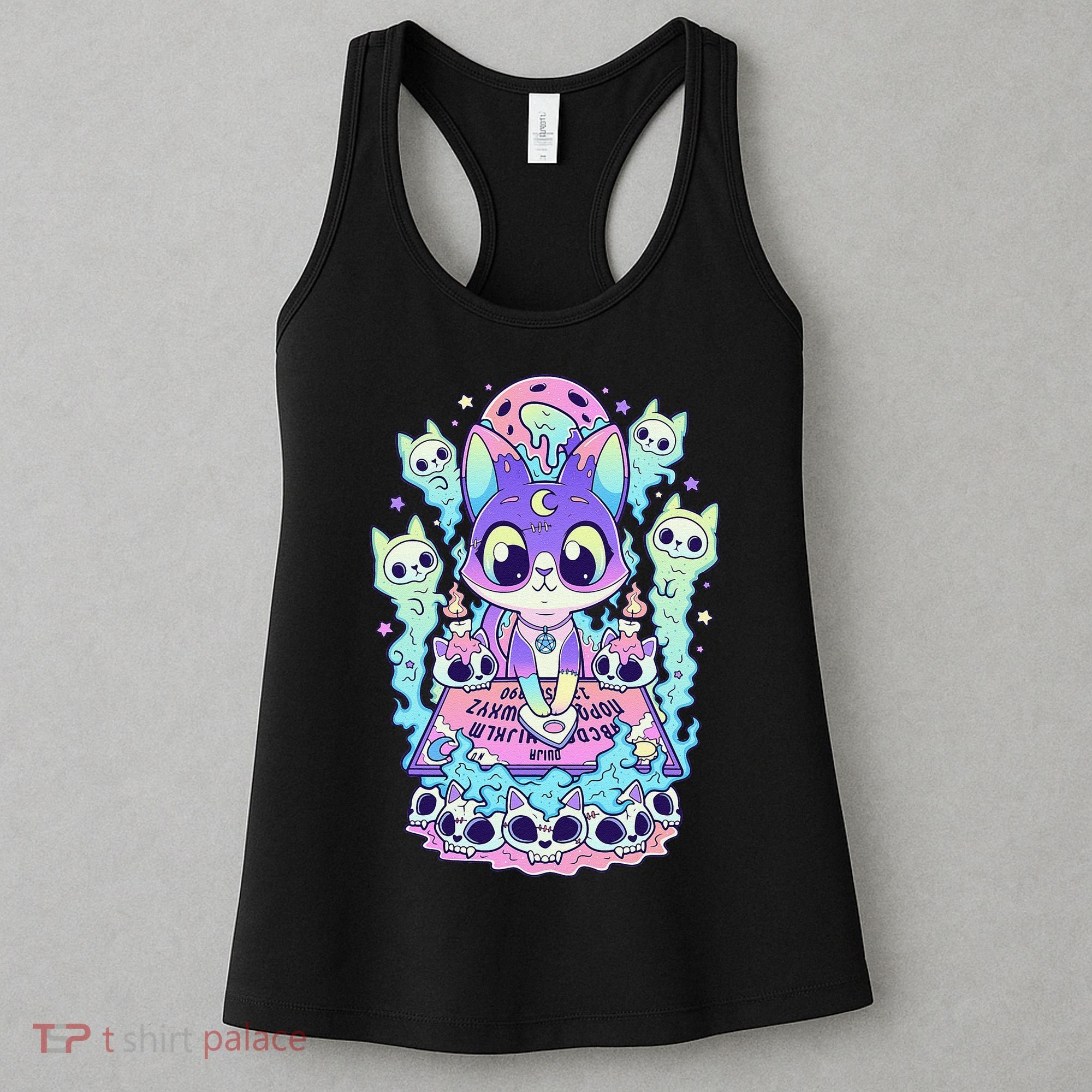 Kawaii Pastel Goth Cute and Creepy Occult Cat Ouija Board  Women's Tank Top