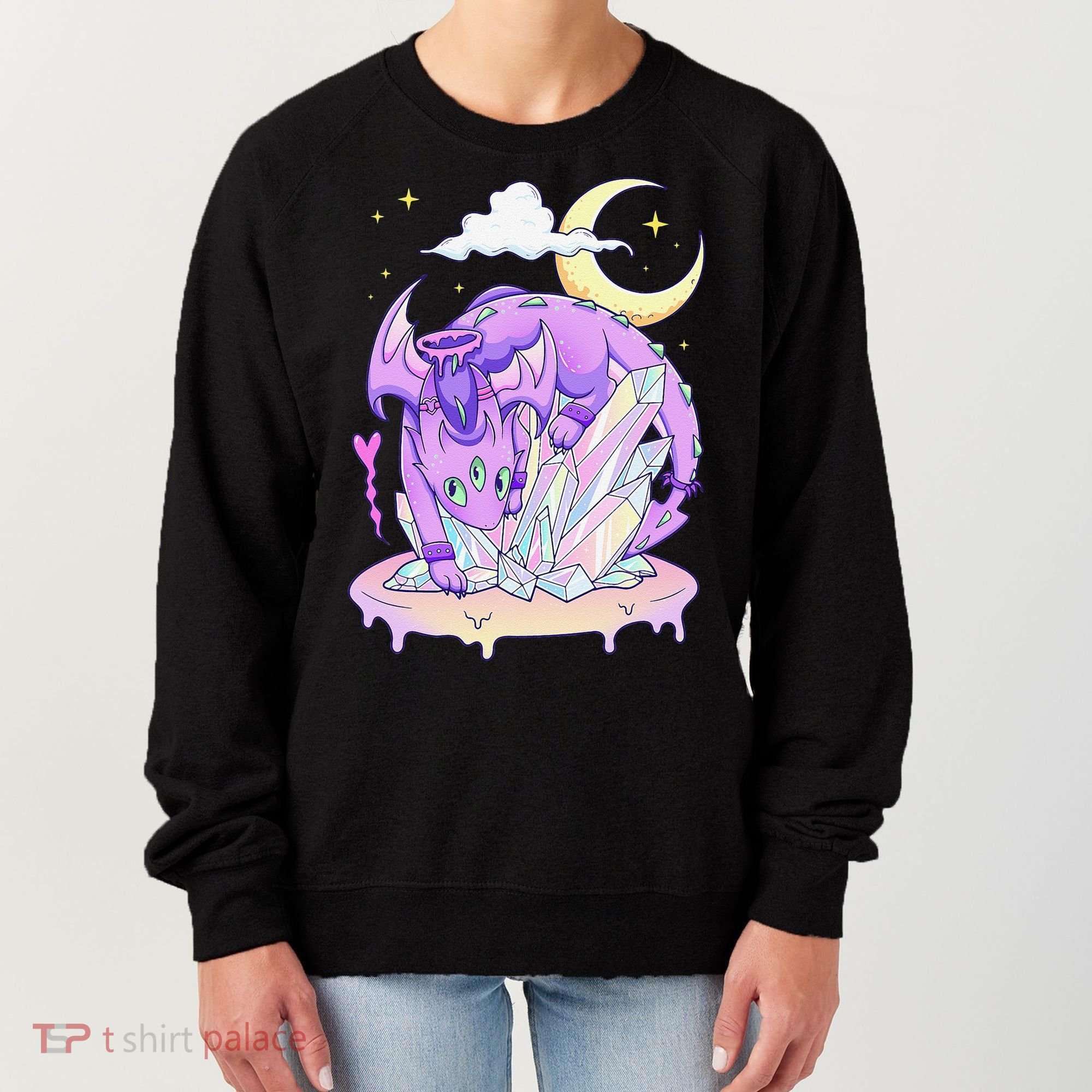 Kawaii Pastel Goth Cute Creepy Crystal Dragon  Women's Sweatshirt