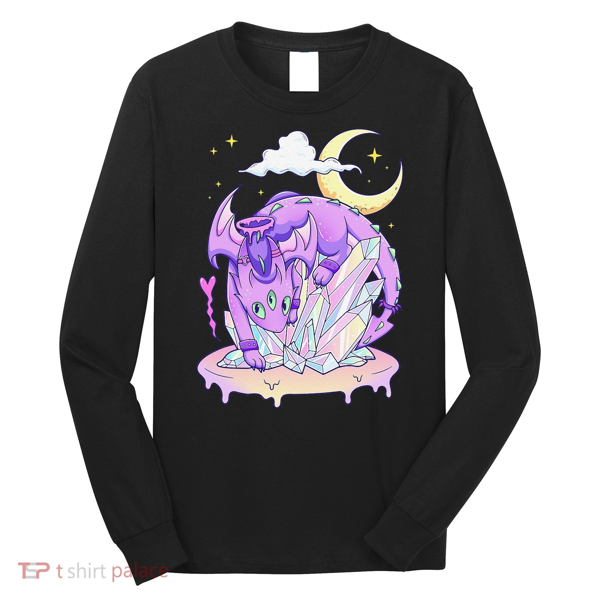 Kawaii Pastel Goth Cute Creepy Crystal Dragon  Long Sleeve Shirt