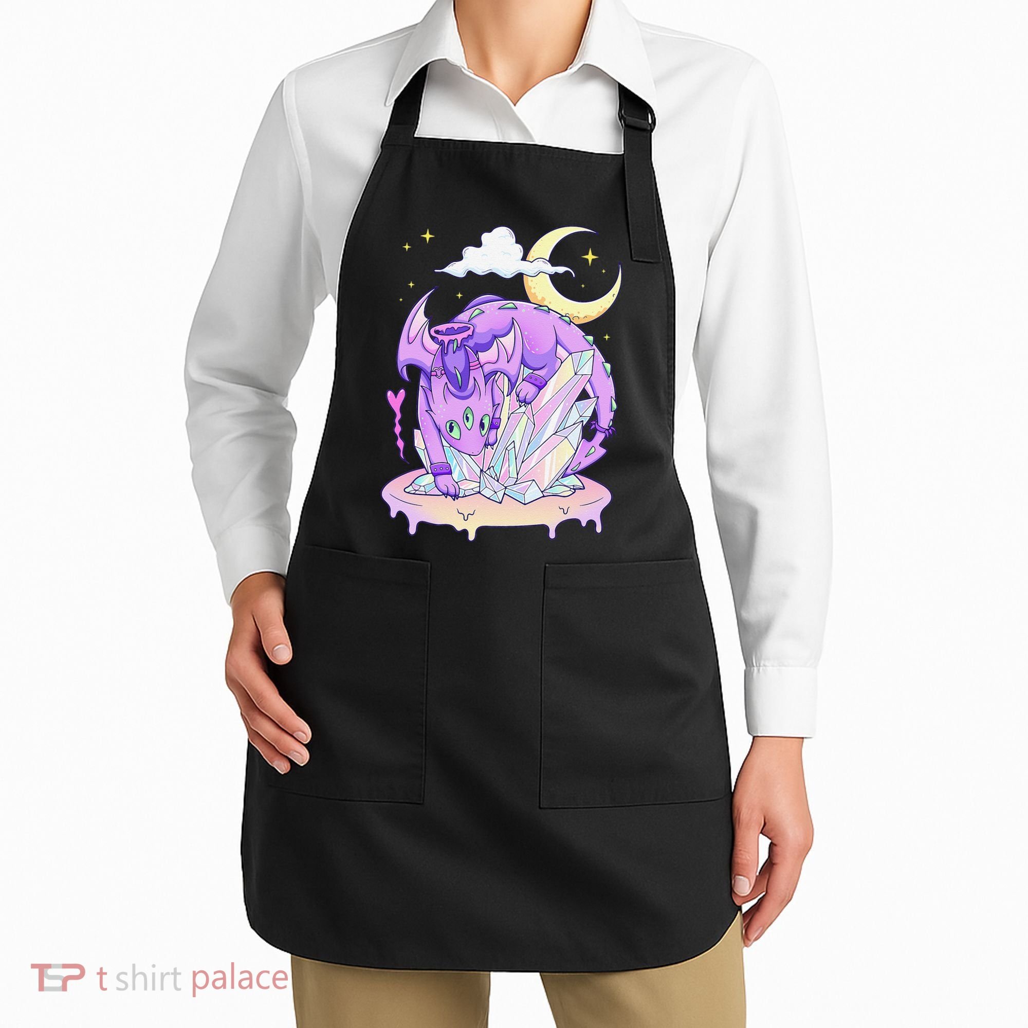 Kawaii Pastel Goth Cute Creepy Crystal Dragon  Apron