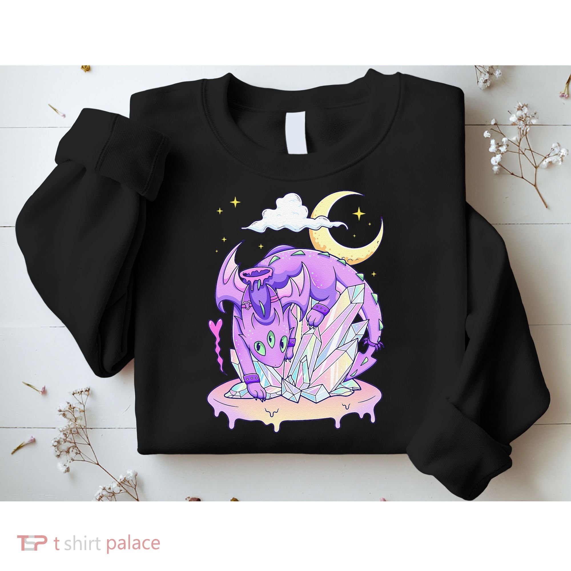 Kawaii Pastel Goth Cute Creepy Crystal Dragon  Sweatshirt