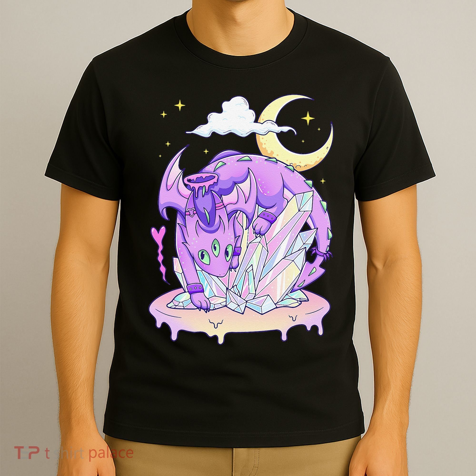 Kawaii Pastel Goth Cute Creepy Crystal Dragon  T-Shirt