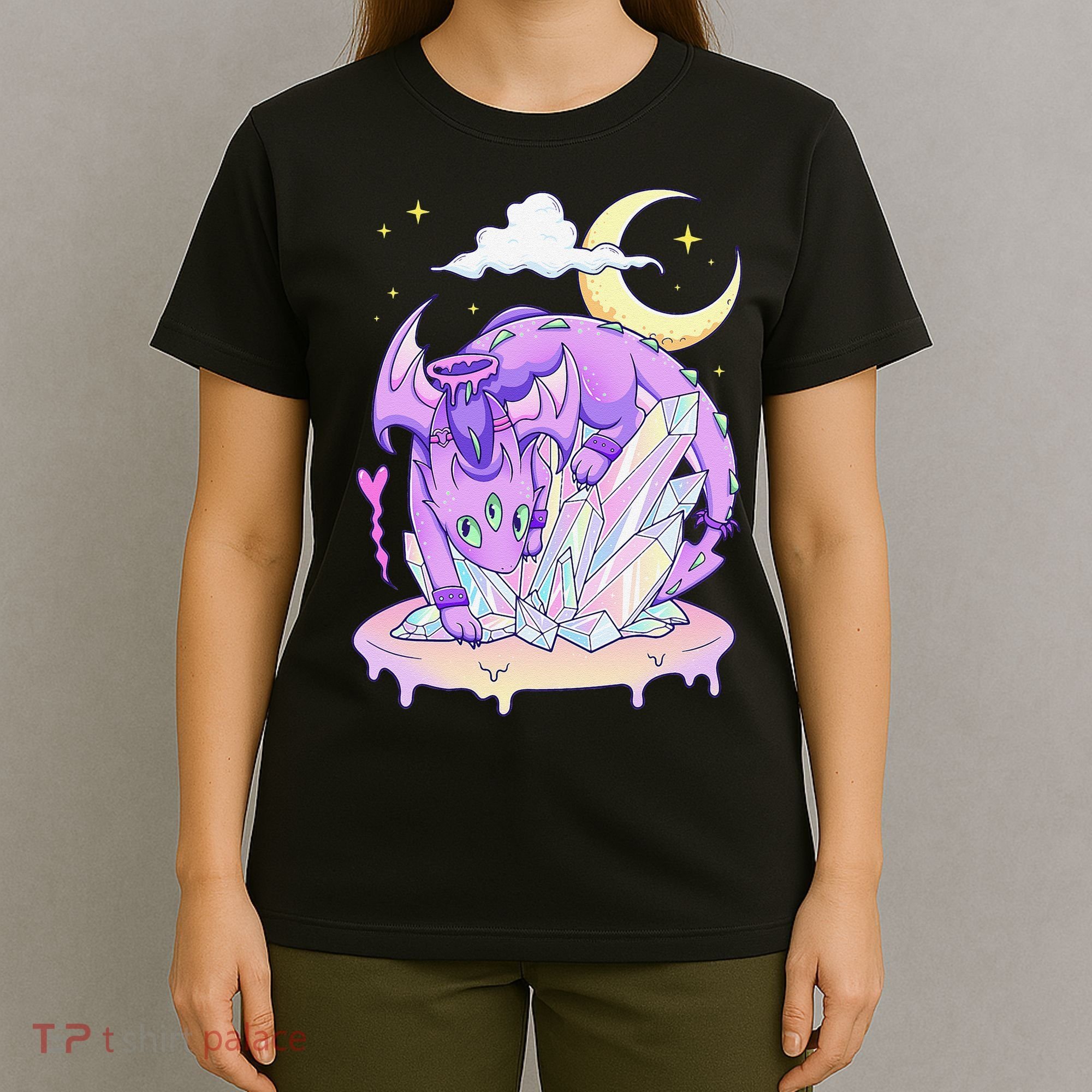 Kawaii Pastel Goth Cute Creepy Crystal Dragon  T-Shirt