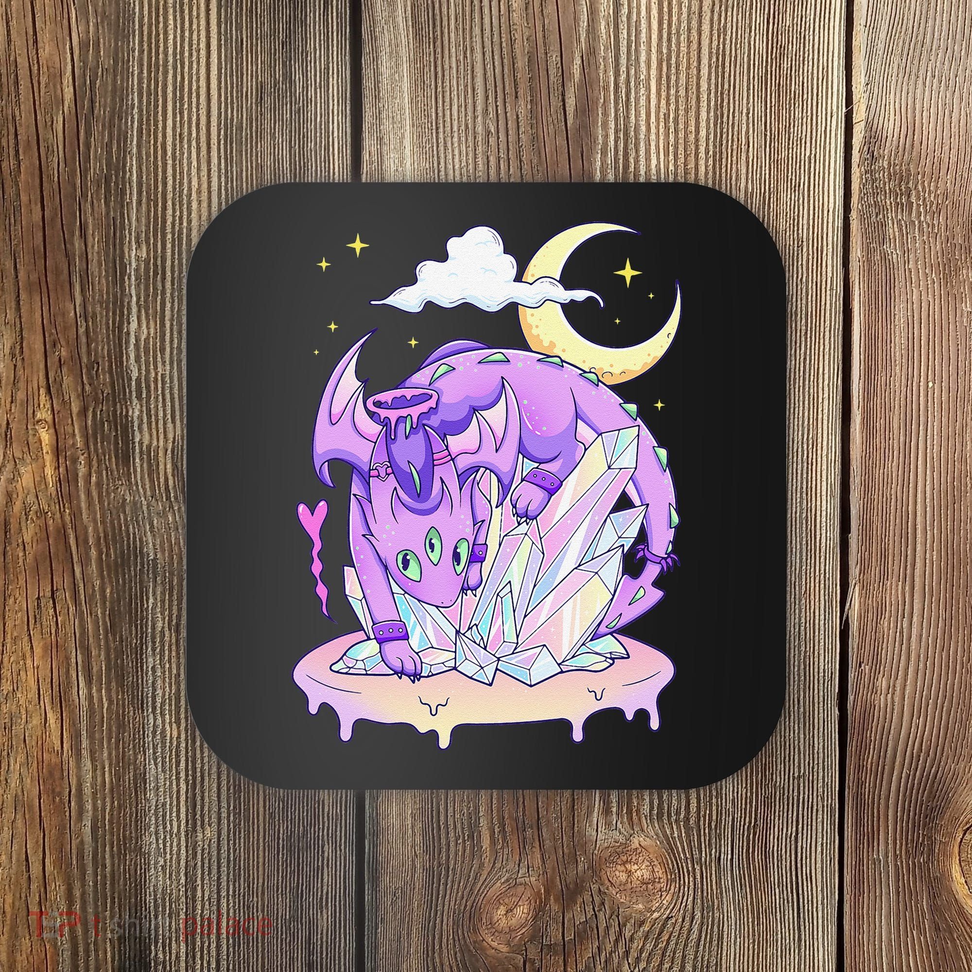 Kawaii Pastel Goth Cute Creepy Crystal Dragon  Coaster