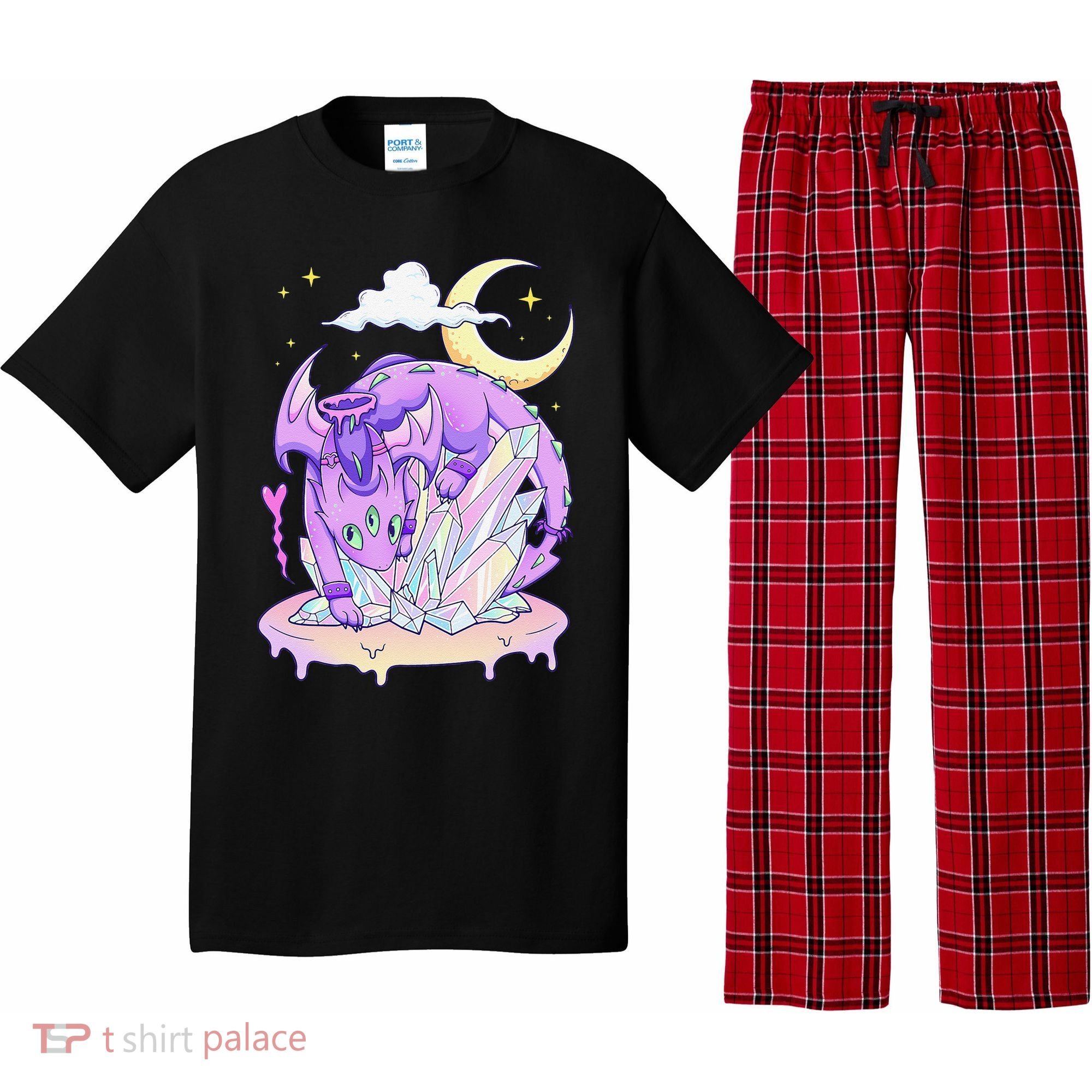 Kawaii Pastel Goth Cute Creepy Crystal Dragon  Pajama Set
