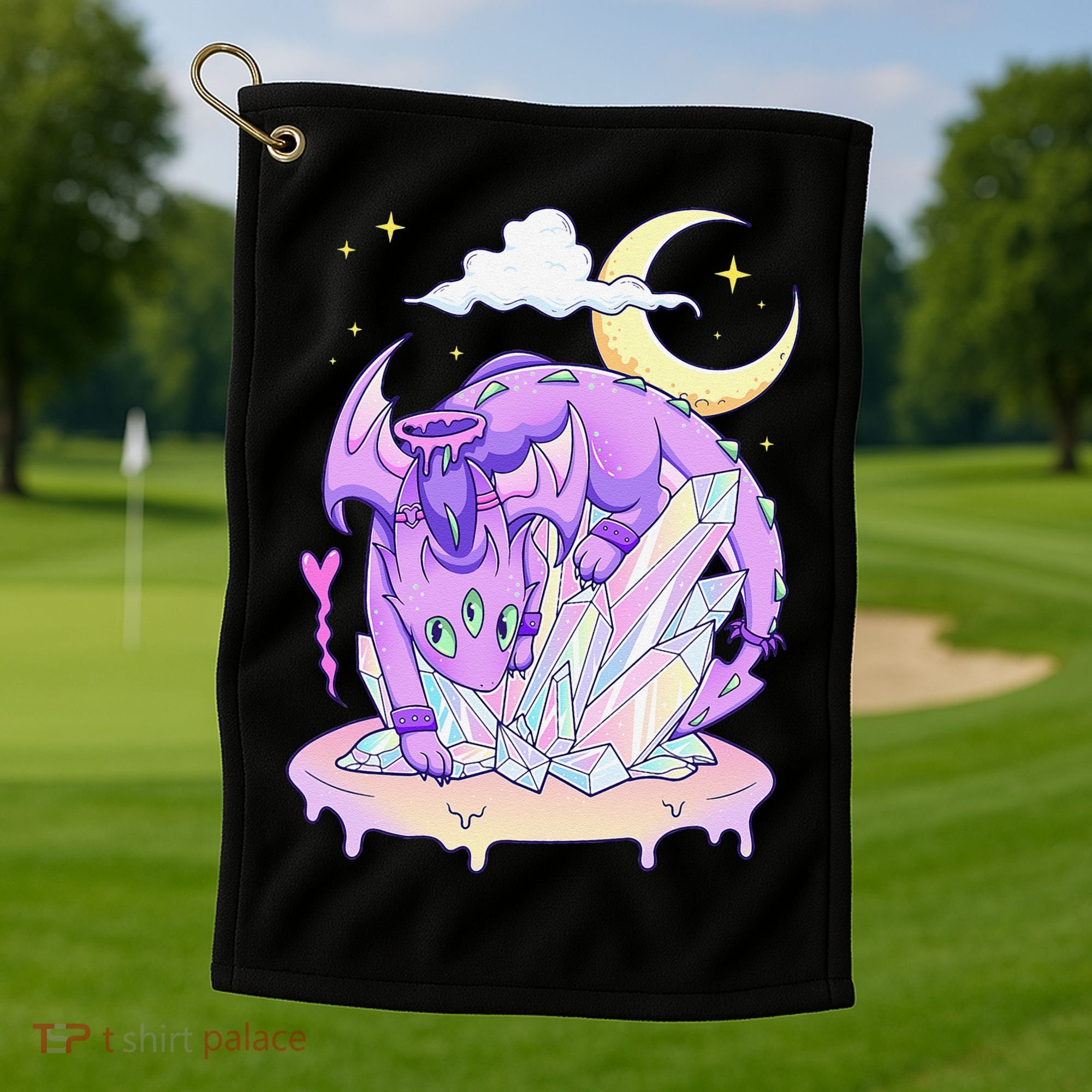 Kawaii Pastel Goth Cute Creepy Crystal Dragon  Golf Towel