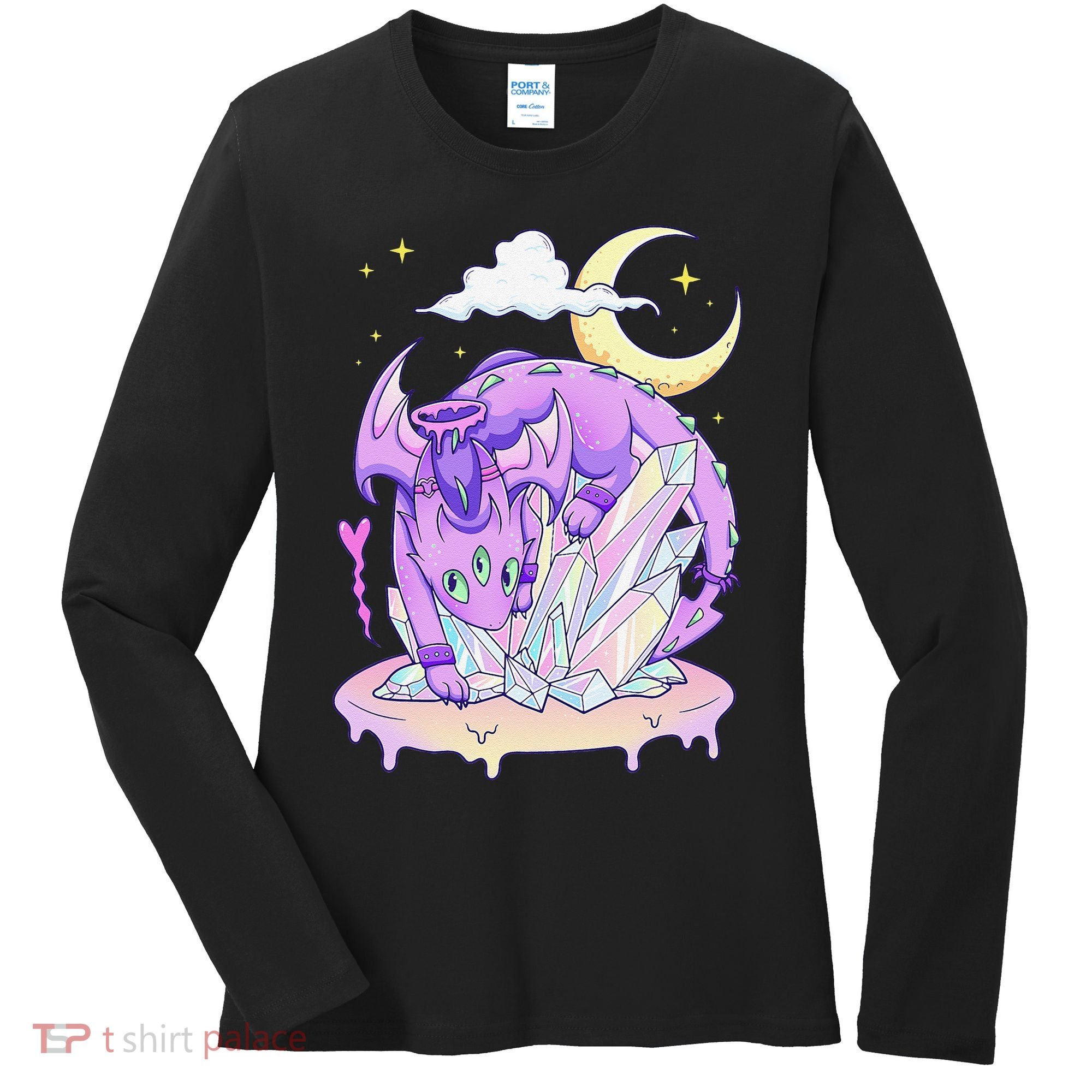 Kawaii Pastel Goth Cute Creepy Crystal Dragon  Women's Long Sleeve Shirt