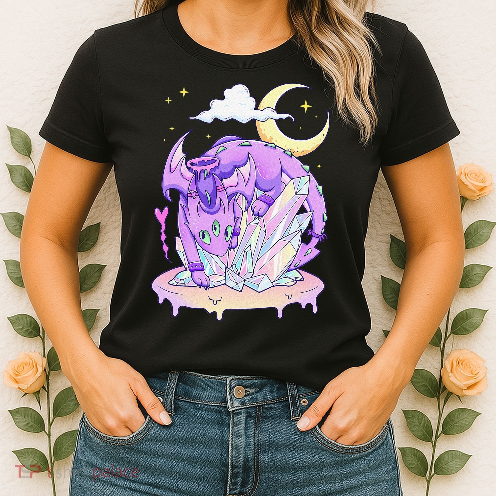 Kawaii Pastel Goth Cute Creepy Crystal Dragon  Women's T-Shirt