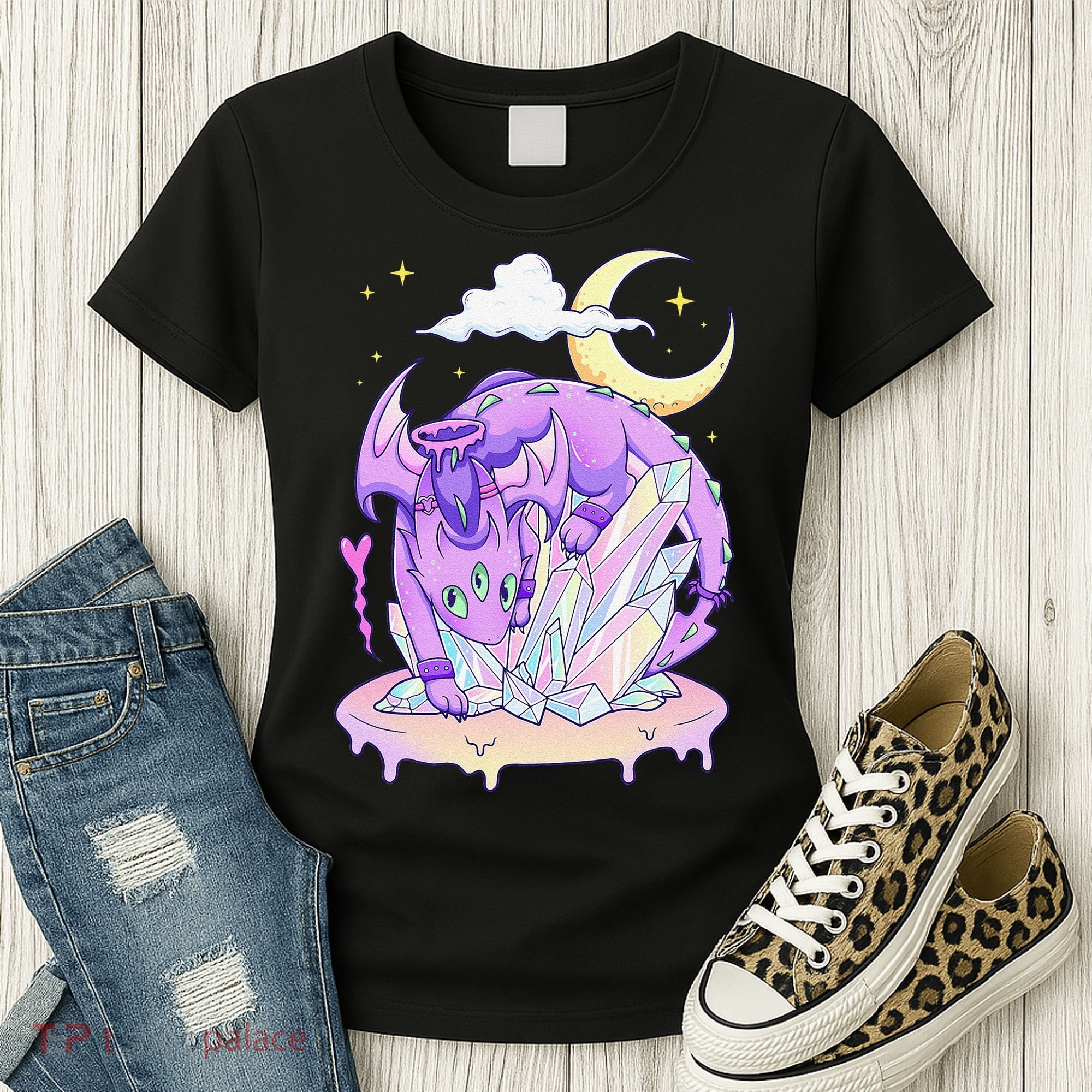 Kawaii Pastel Goth Cute Creepy Crystal Dragon  Women's T-Shirt