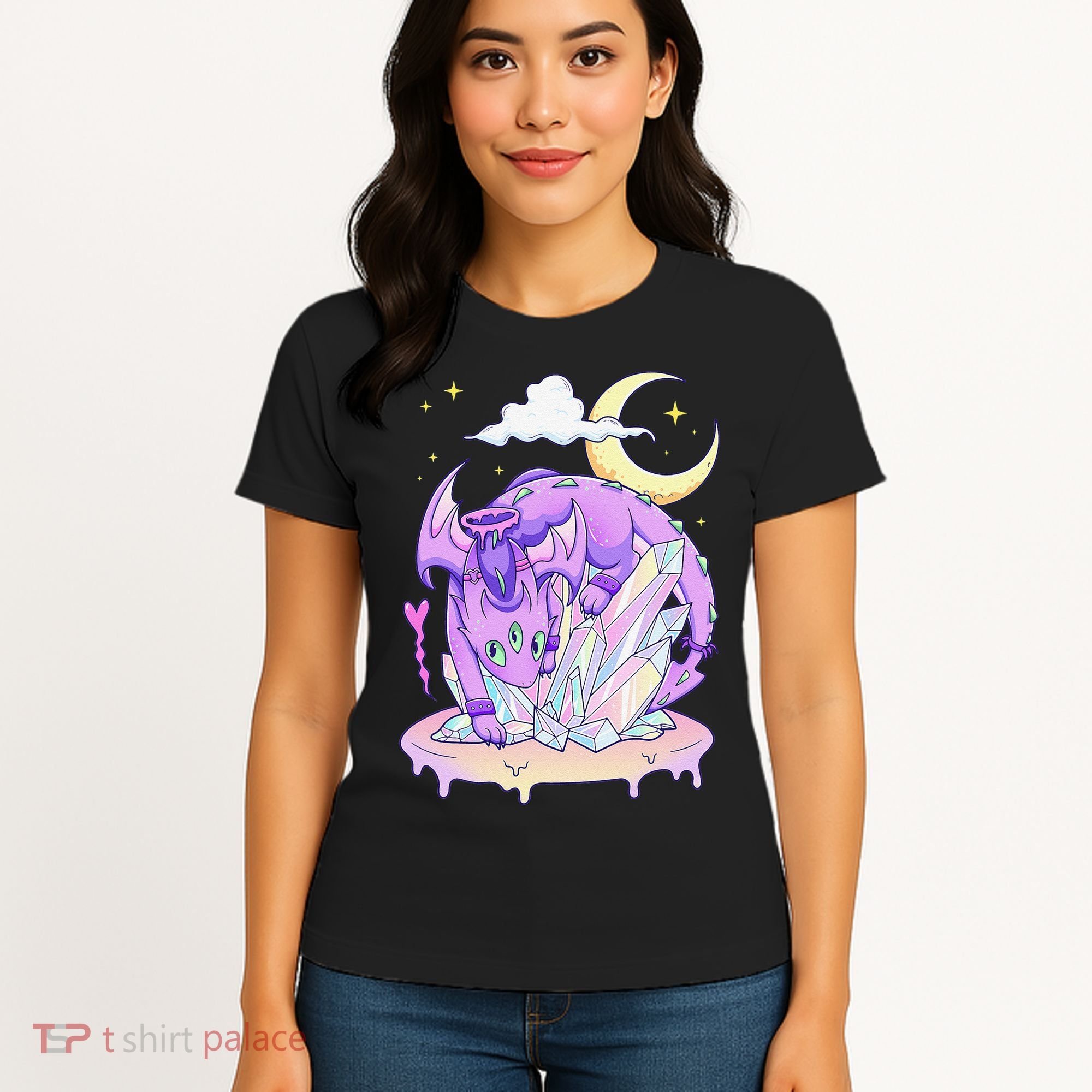 Kawaii Pastel Goth Cute Creepy Crystal Dragon  Women's T-Shirt