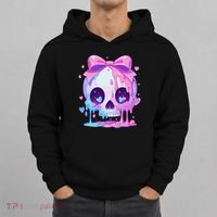 Kawaii Pastel Goth Creepy Cute Melty Pin.K Skull Hoodie thumb 0