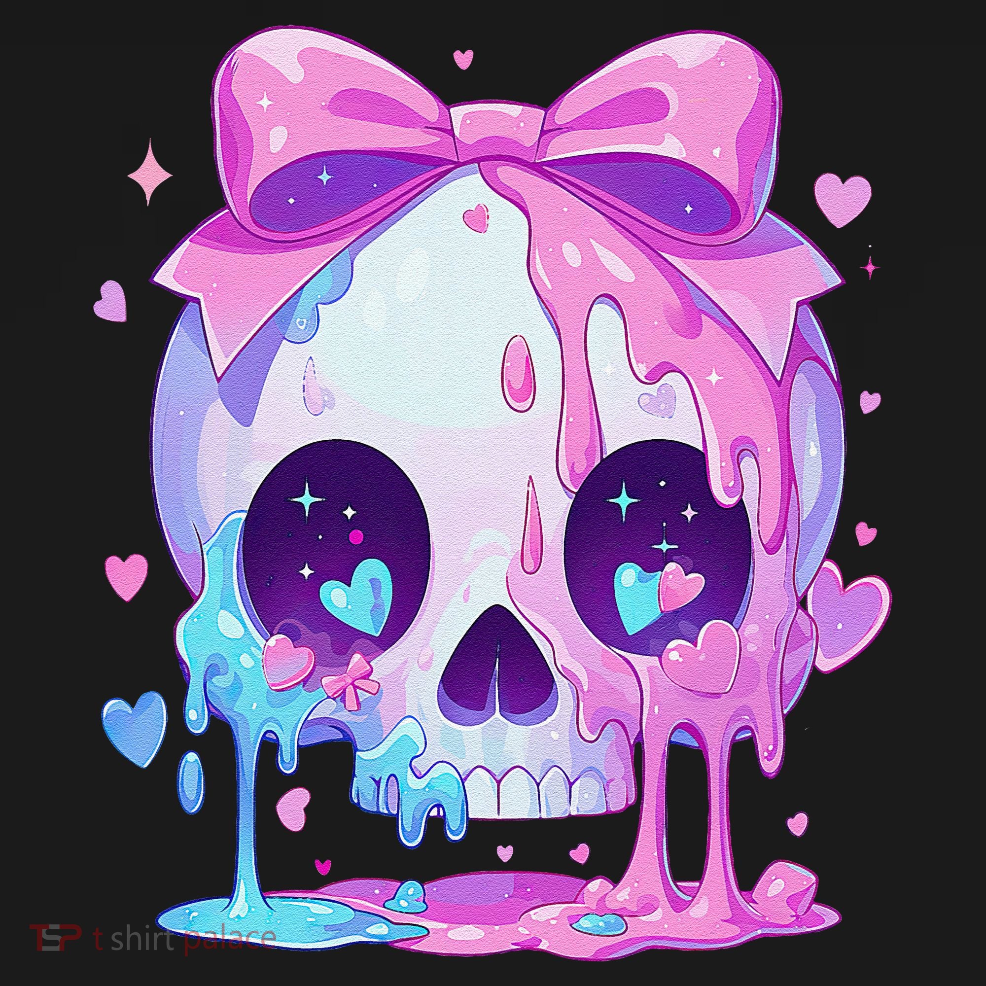 Kawaii Pastel Goth Creepy Cute Melty Pin.K Skull Long Sleeve Shirt