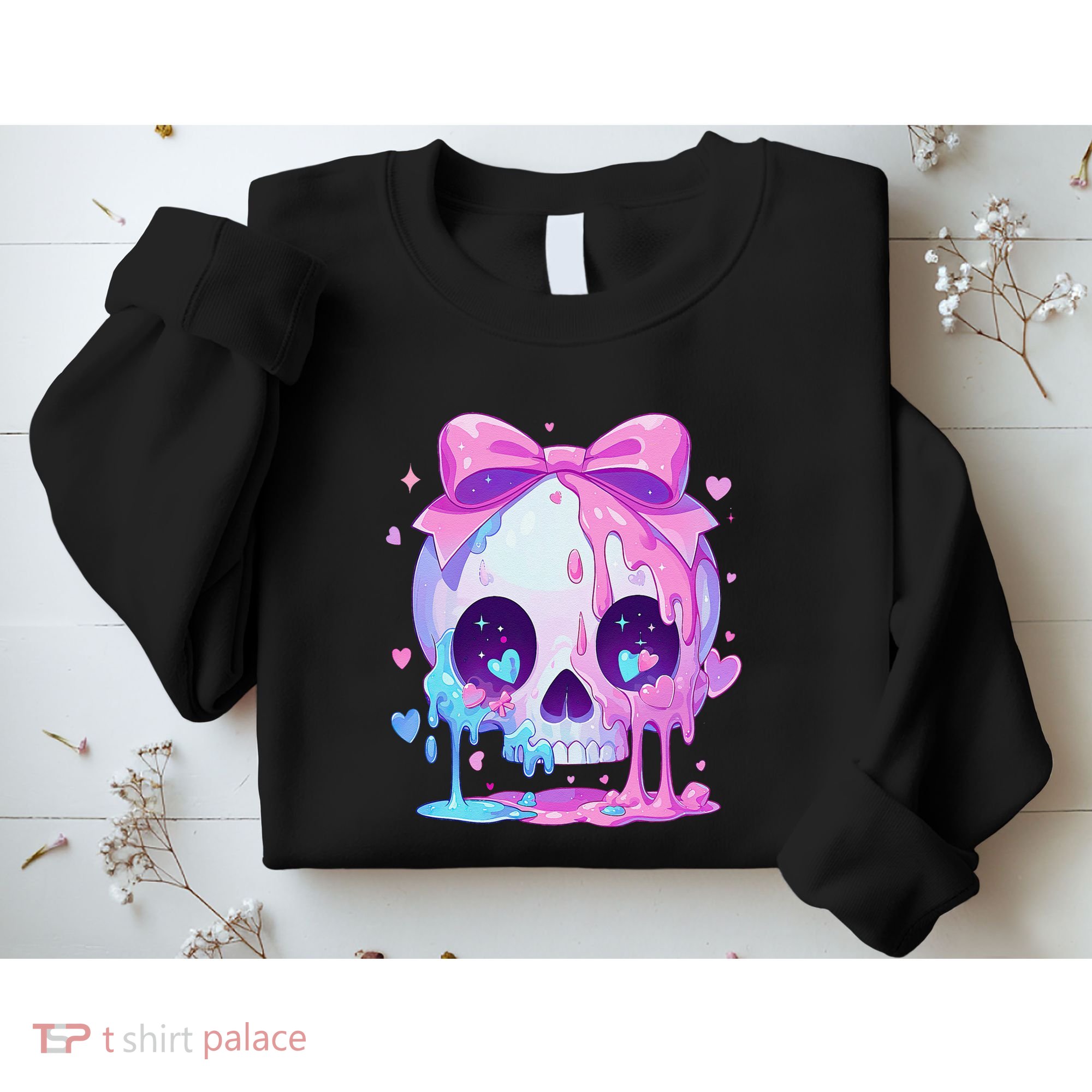 Kawaii Pastel Goth Creepy Cute Melty Pin.K Skull Sweatshirt
