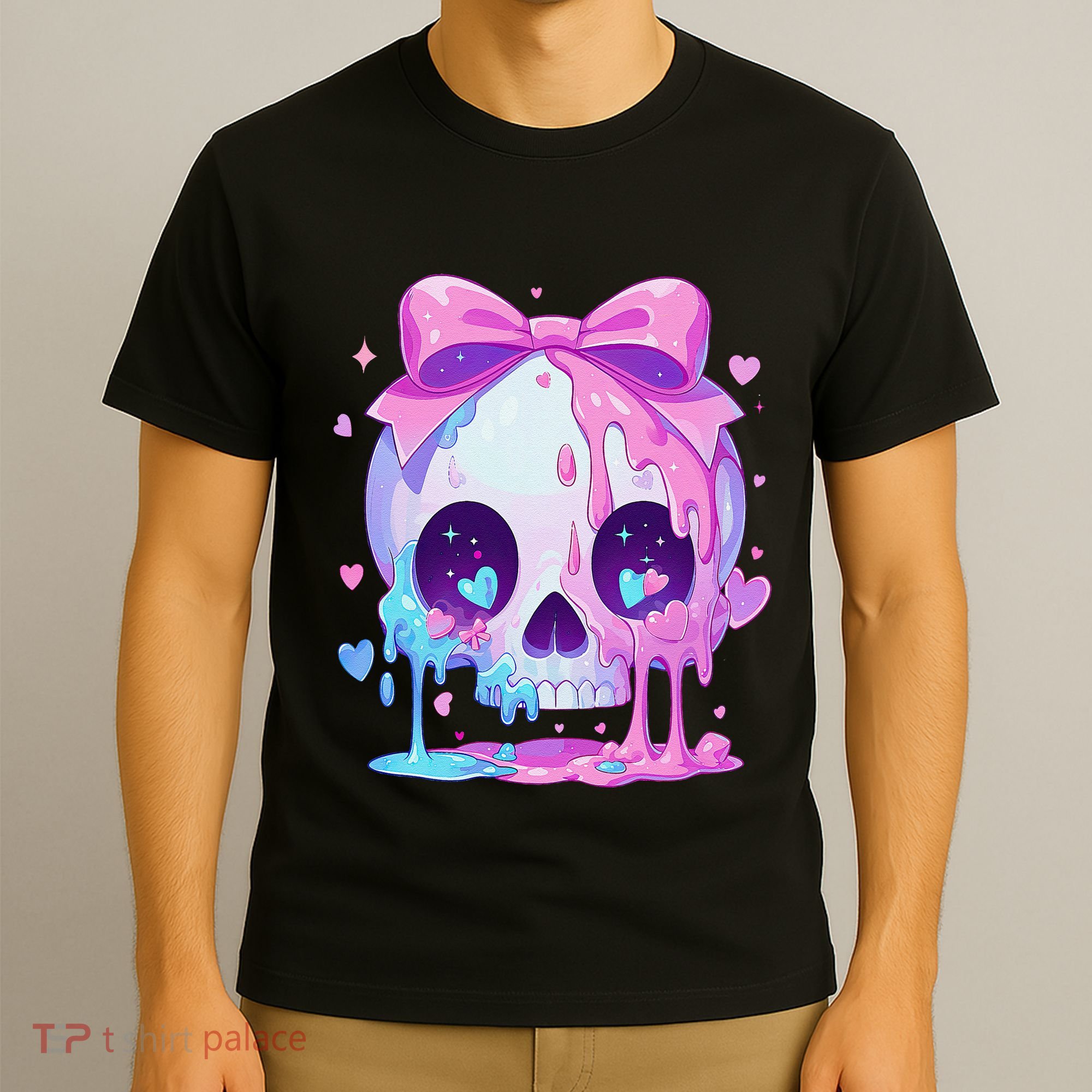 Kawaii Pastel Goth Creepy Cute Melty Pin.K Skull T-Shirt