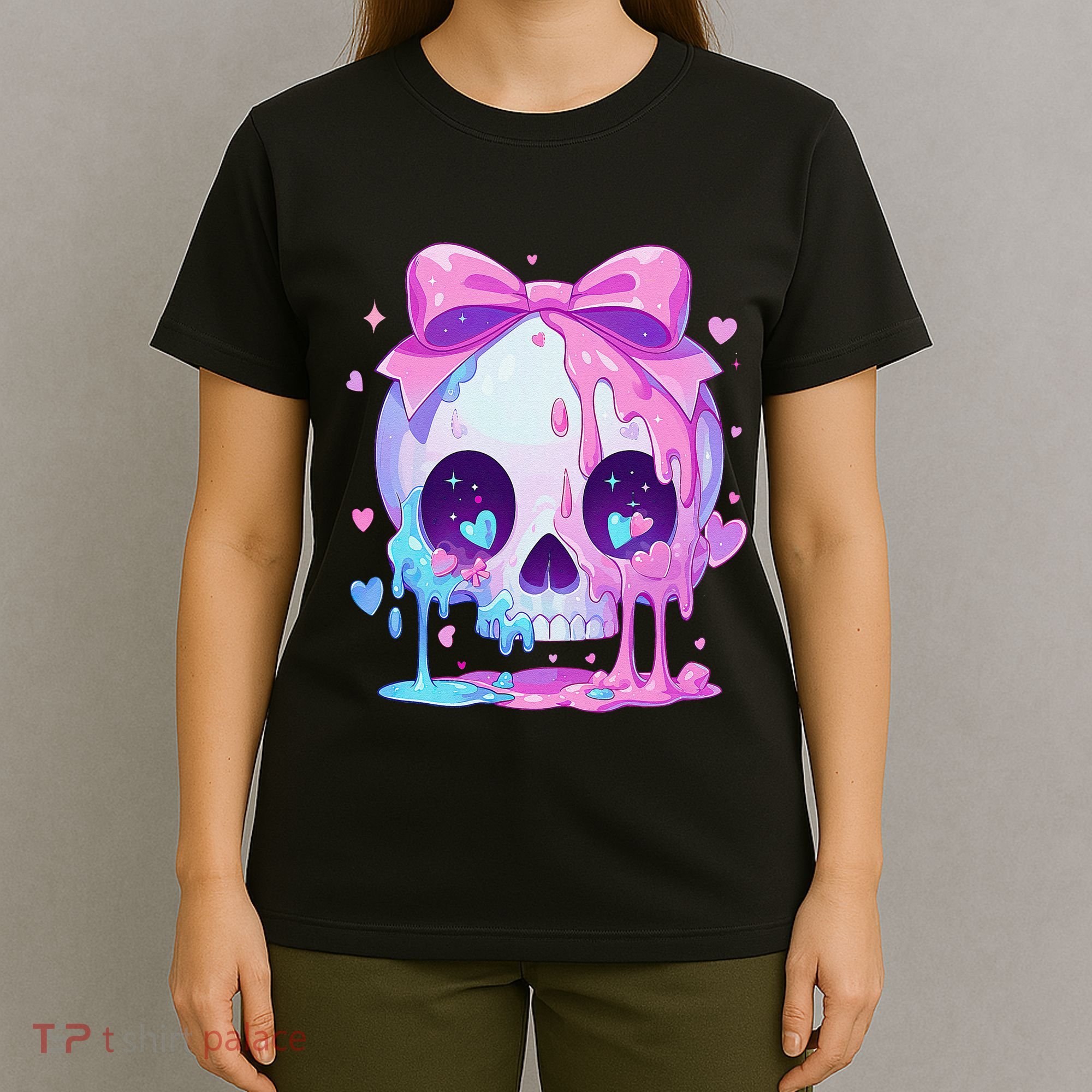 Kawaii Pastel Goth Creepy Cute Melty Pin.K Skull T-Shirt