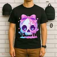 Kawaii Pastel Goth Creepy Cute Melty Pin.K Skull T-Shirt thumb 6